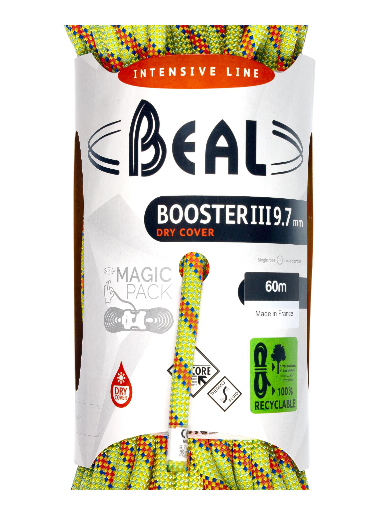 Въже за катерене Beal Booster III 9,7 mm 60 m Unicore Dry Cover - anis