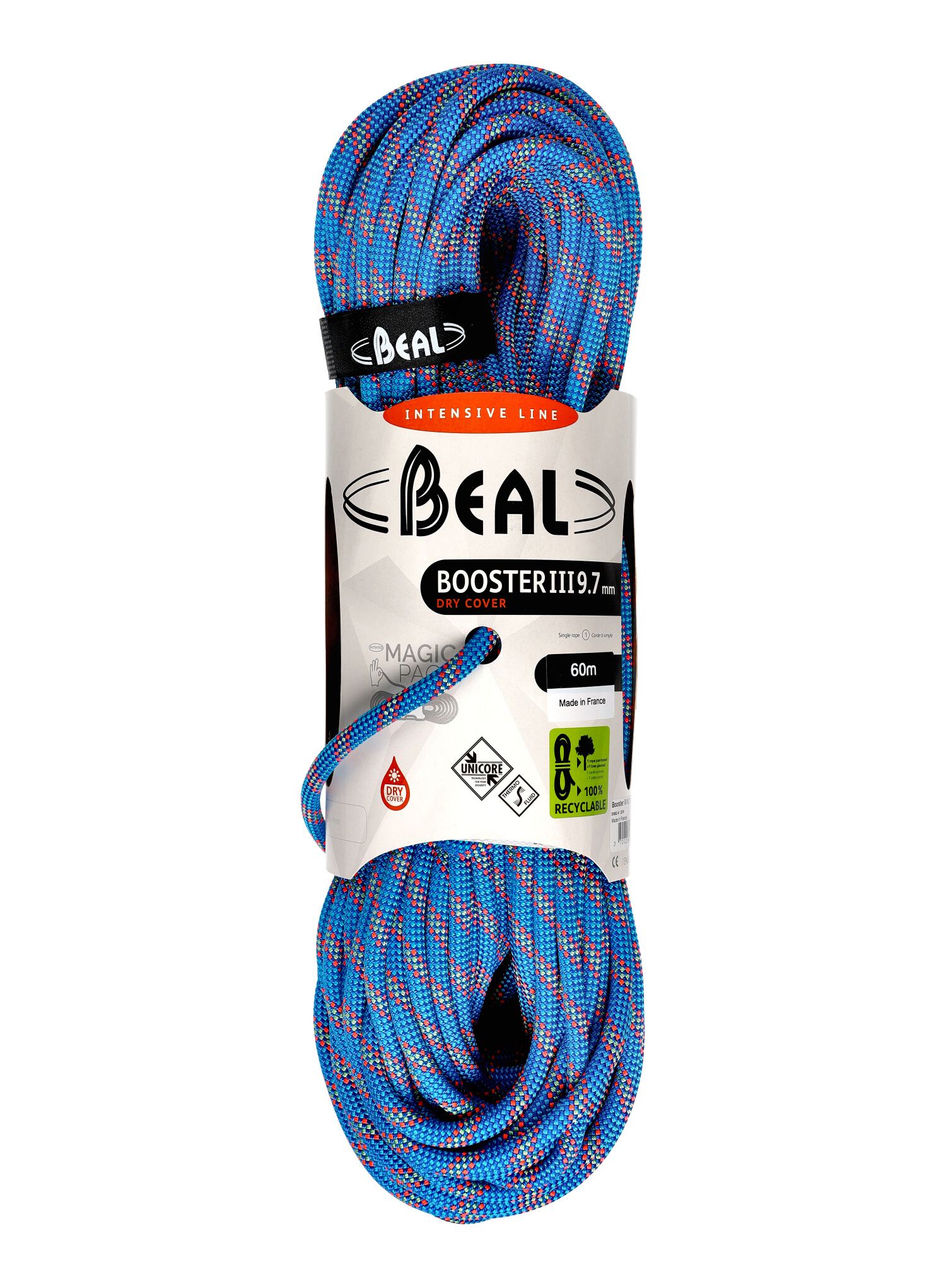Въже за катерене Beal Booster III 9,7 mm 60 m Unicore Dry Cover - blue