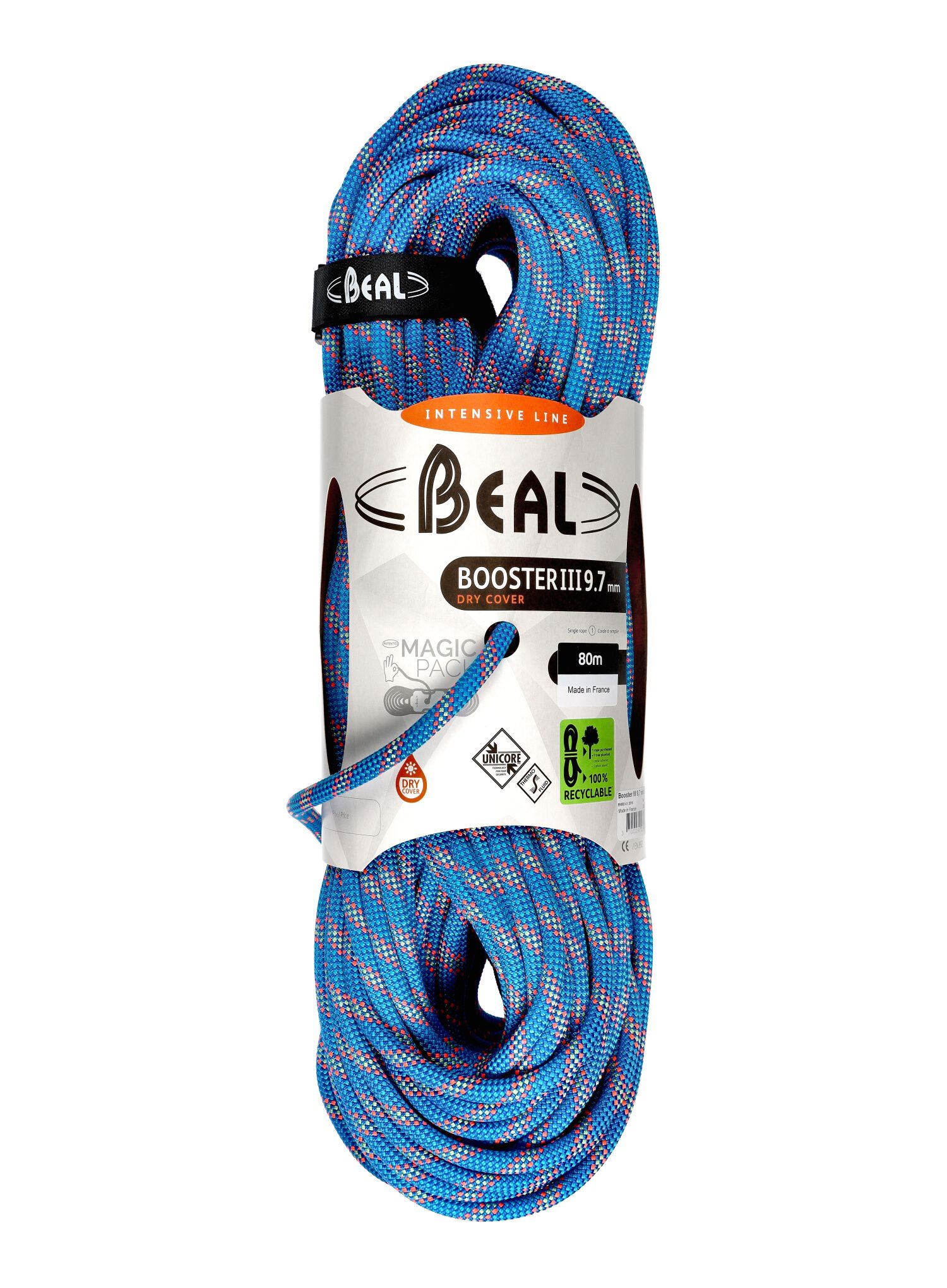 Динамично въже Beal Booster III 9,7 mm 80 m Unicore Dry Cover - blue