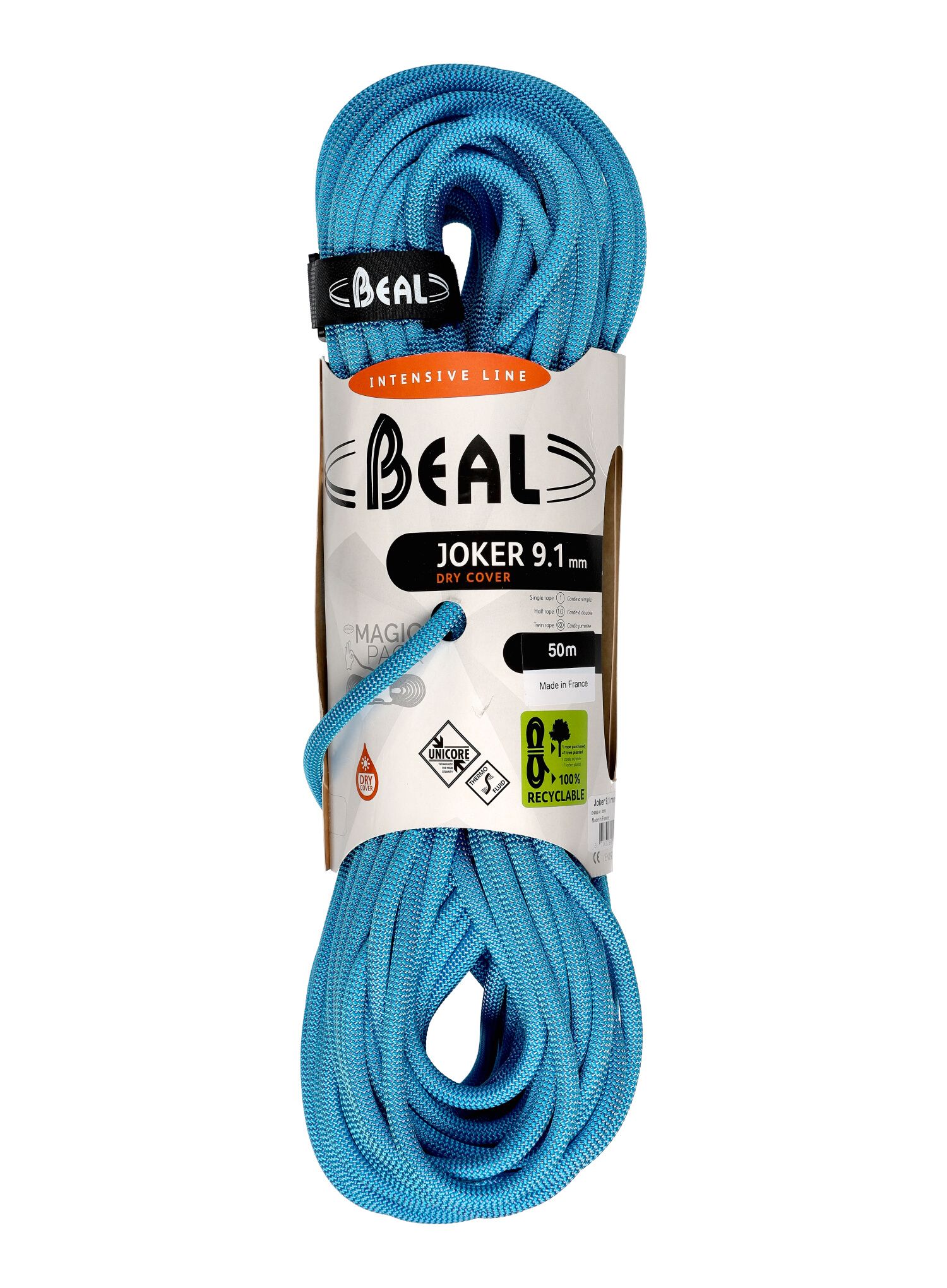Въже за катерене Beal Joker 9,1 mm 50 m Unicore Dry Cover - blue