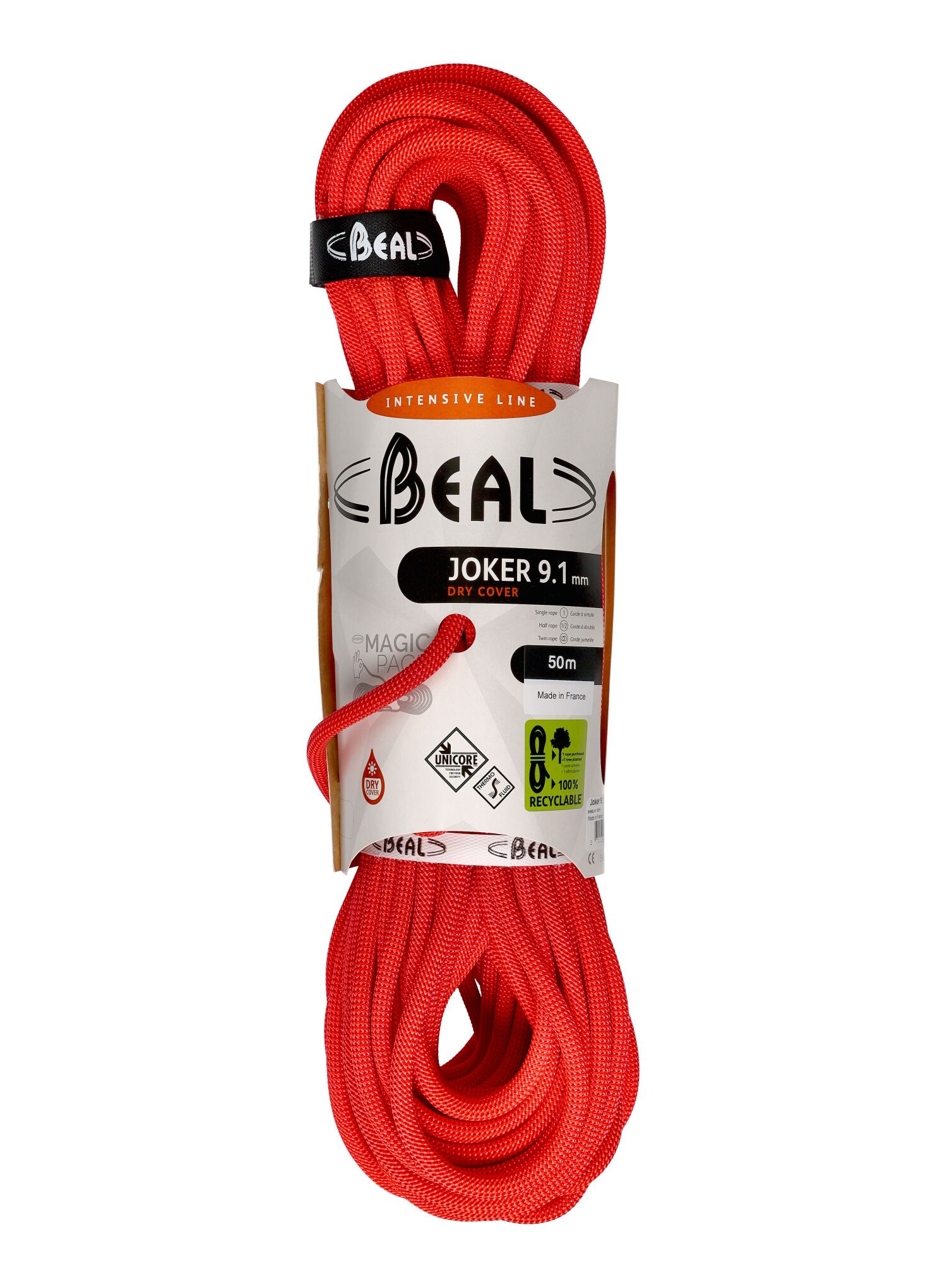Въже за катерене Beal Joker 9,1 mm 50 m Unicore Dry Cover - orange