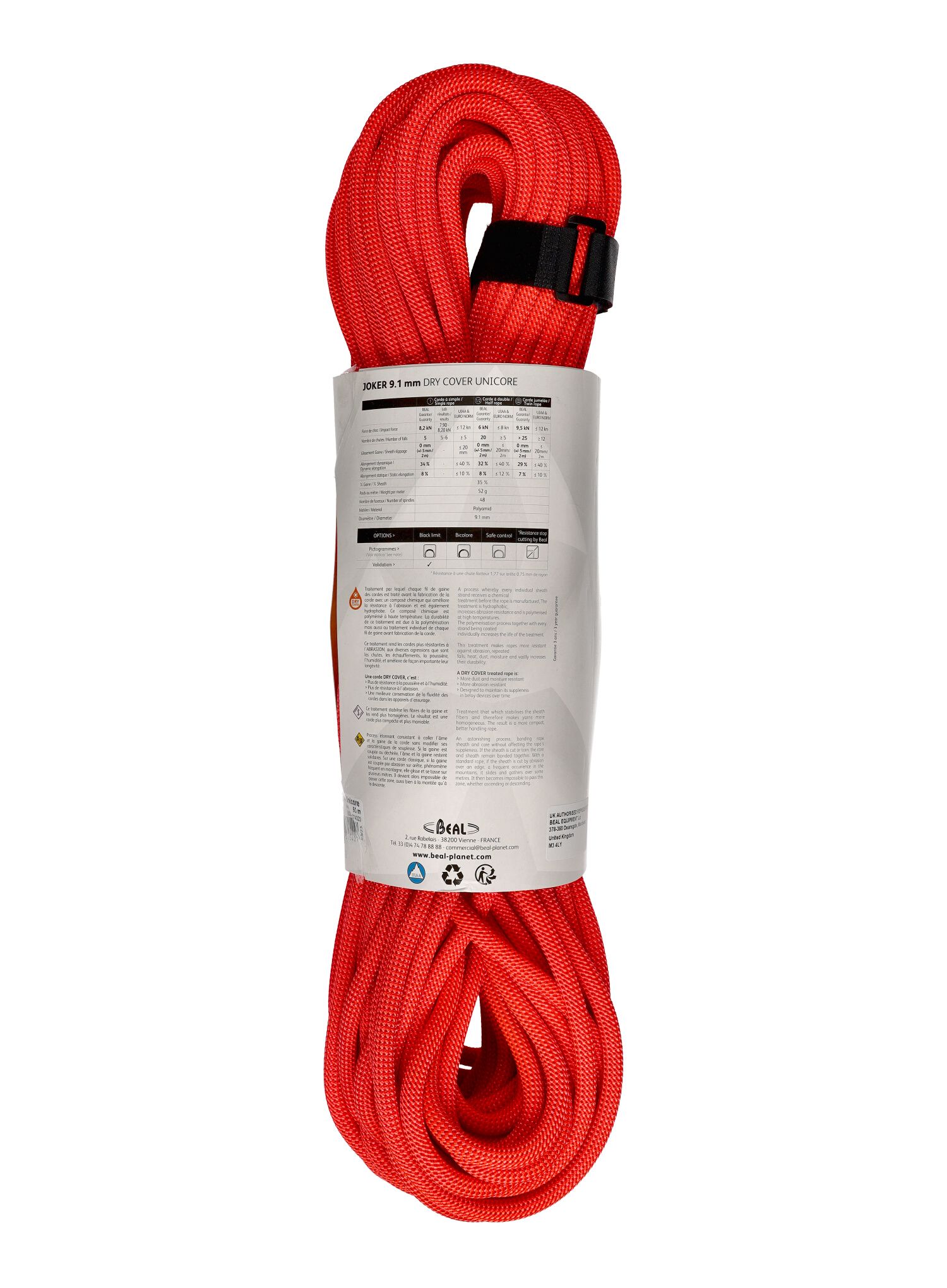 Въже за катерене Beal Joker 9,1 mm 50 m Unicore Dry Cover - orange