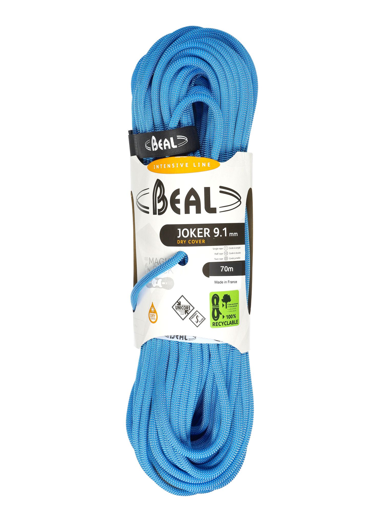 Близначно въже Beal Joker 9,1 mm 70 m Unicore Dry Cover - blue