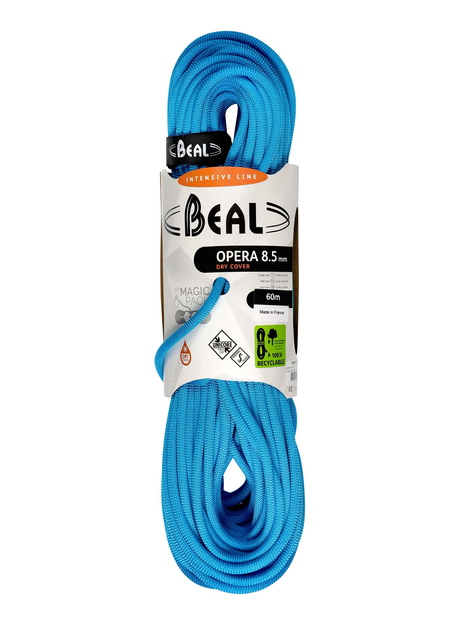 Въже за катерене Beal Opera 8,5 mm 60 m Unicore Dry Cover - blue