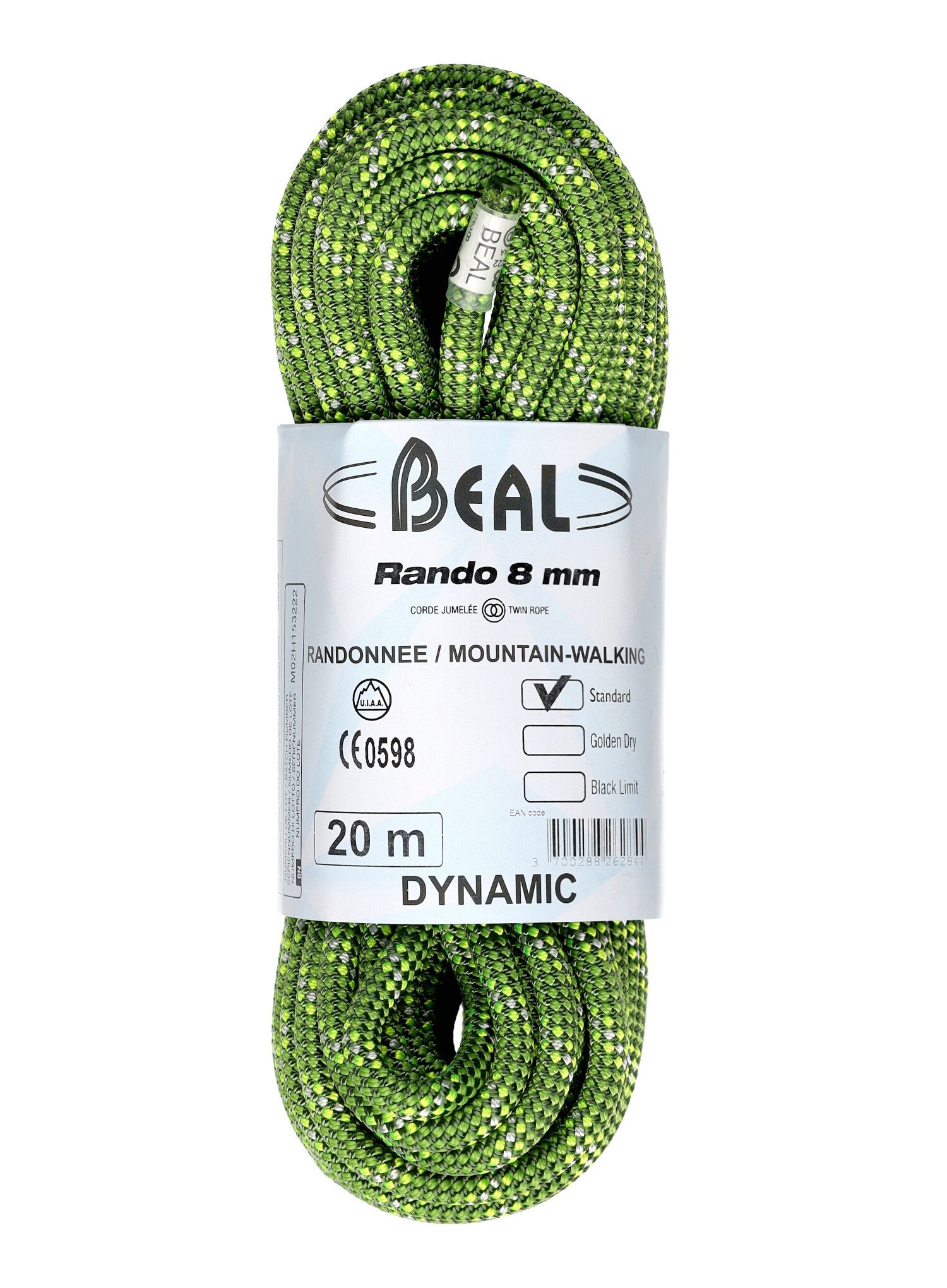 Въже за туризъм Beal Rando 8 mm 20 m - green
