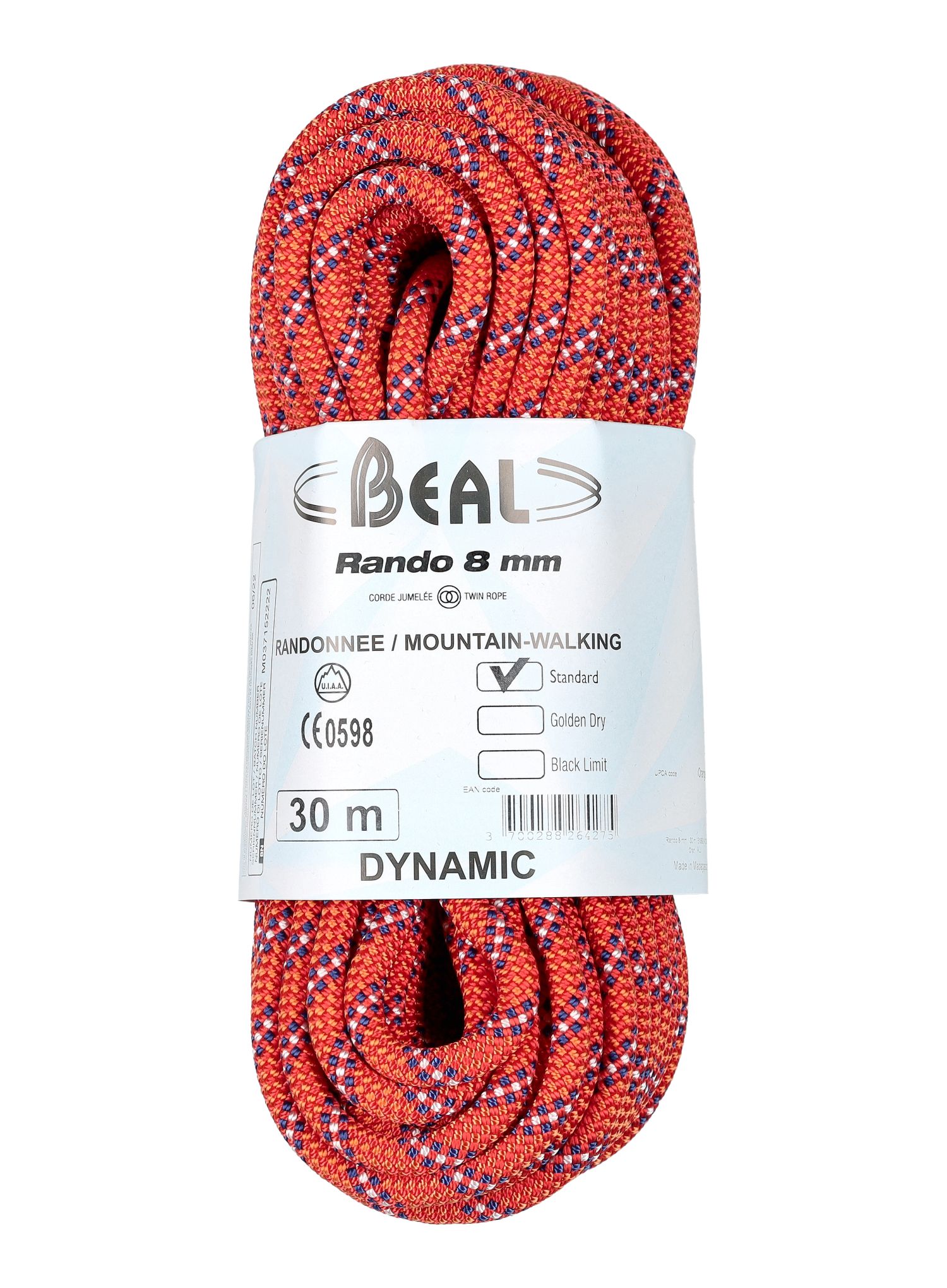 Въже за туризъм Beal Rando 8 mm 30 m - orange