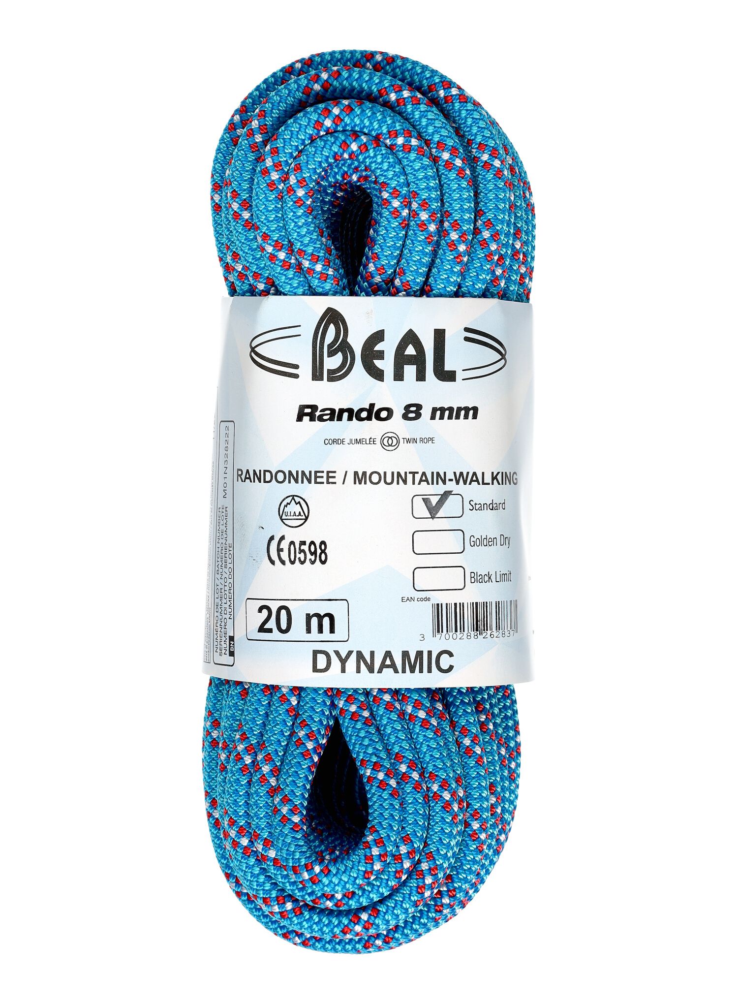 Динамично въже Beal Rando 8 mm 20 m - blue