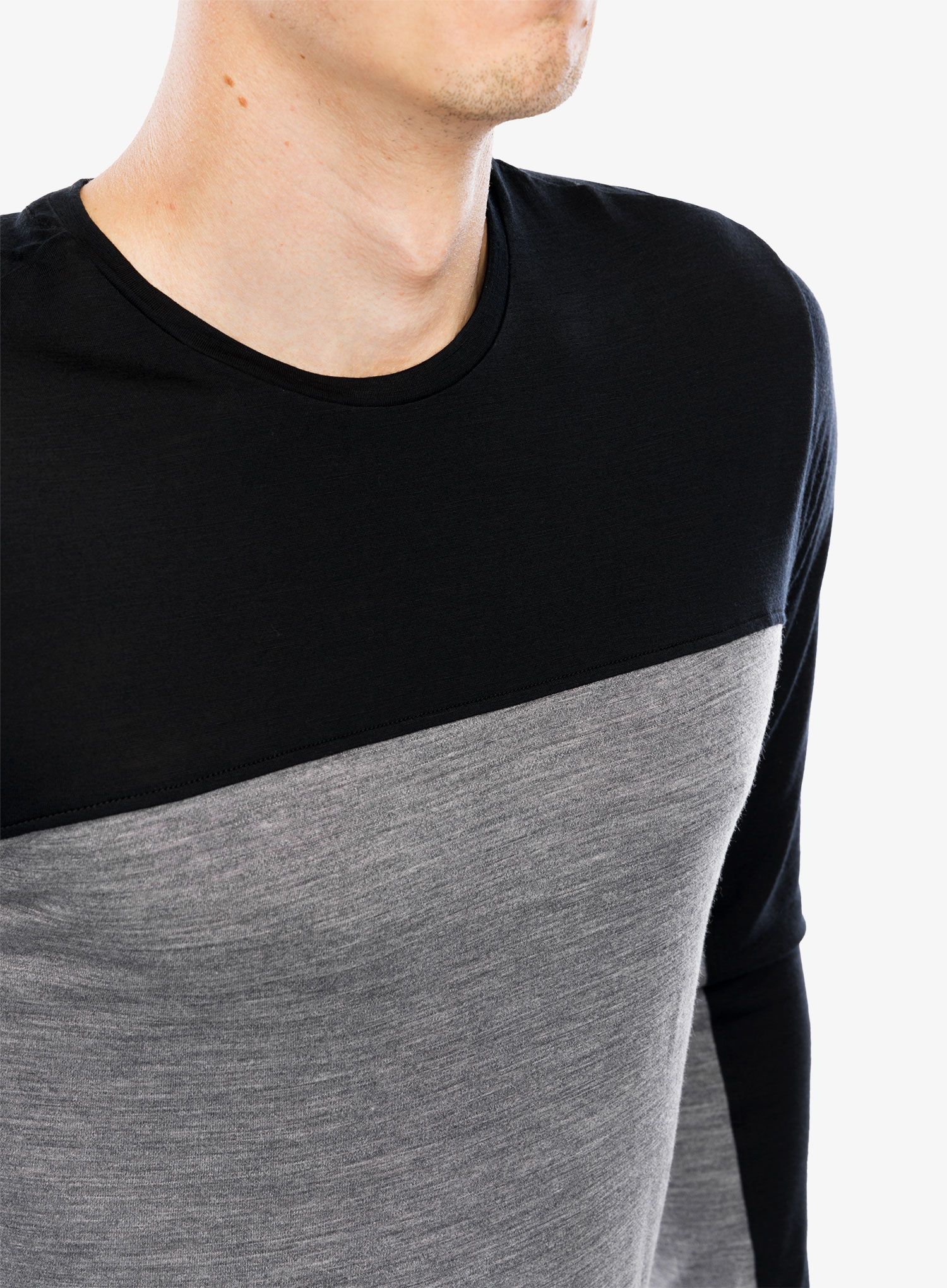 Суичър без качулка Icebreaker Merino 125 Cool-Lite Sphere LS Tee - cb graphite hthr/black/cb