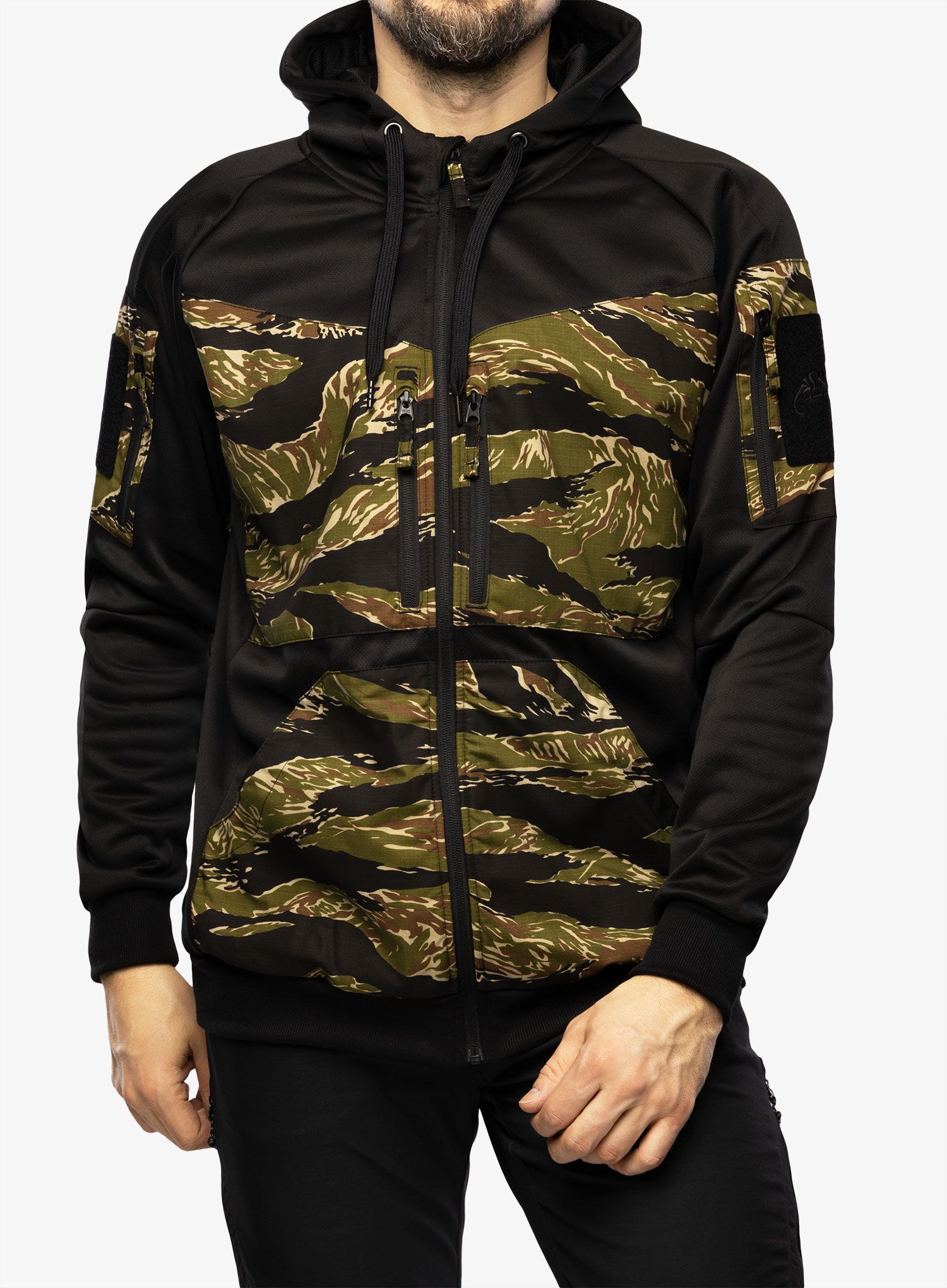 Суичър с качулка Helikon-Tex Rouge Hoodie Full Zip - black/tiger stripe