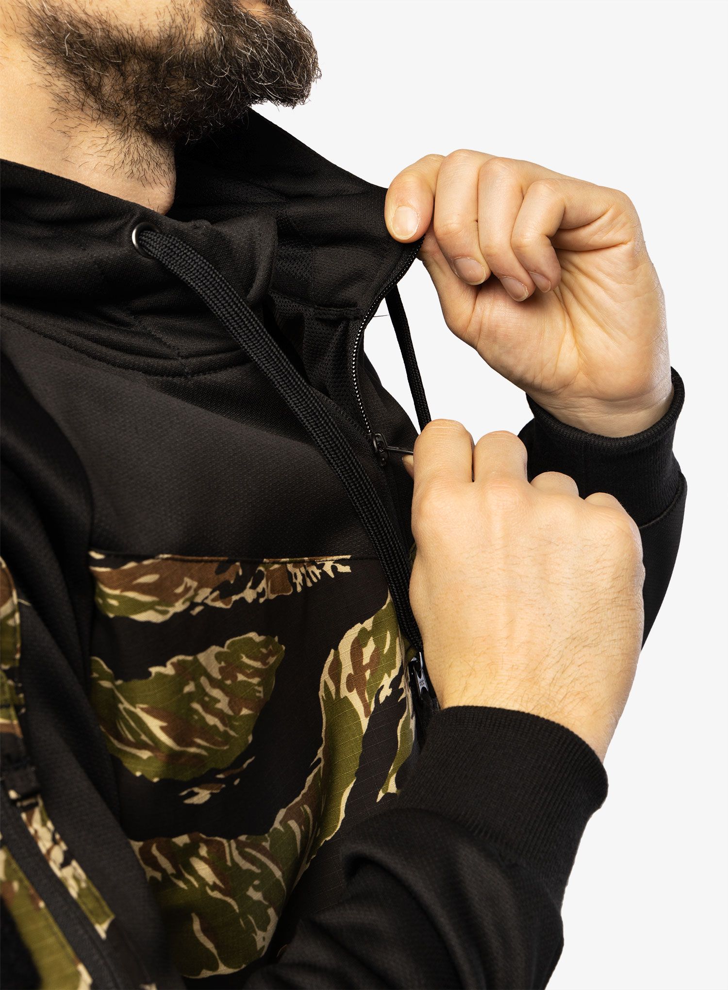 Суичър с качулка Helikon-Tex Rouge Hoodie Full Zip - black/tiger stripe