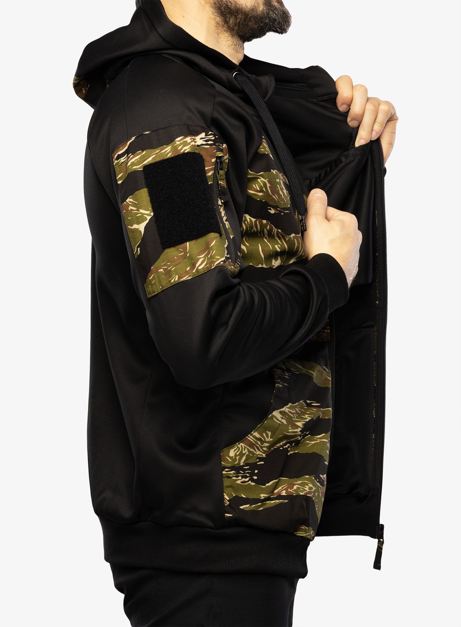Суичър с качулка Helikon-Tex Rouge Hoodie Full Zip - black/tiger stripe
