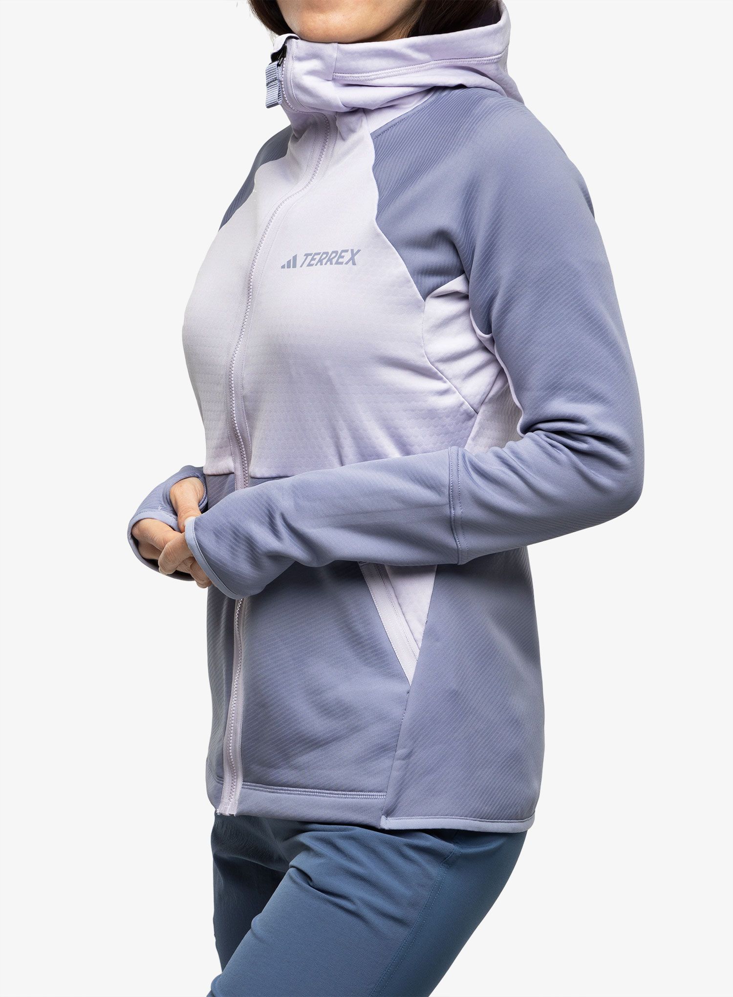 Дамски суичър с качулка adidas TERREX Tech Flooce Hooded - silver dawn/silver violet