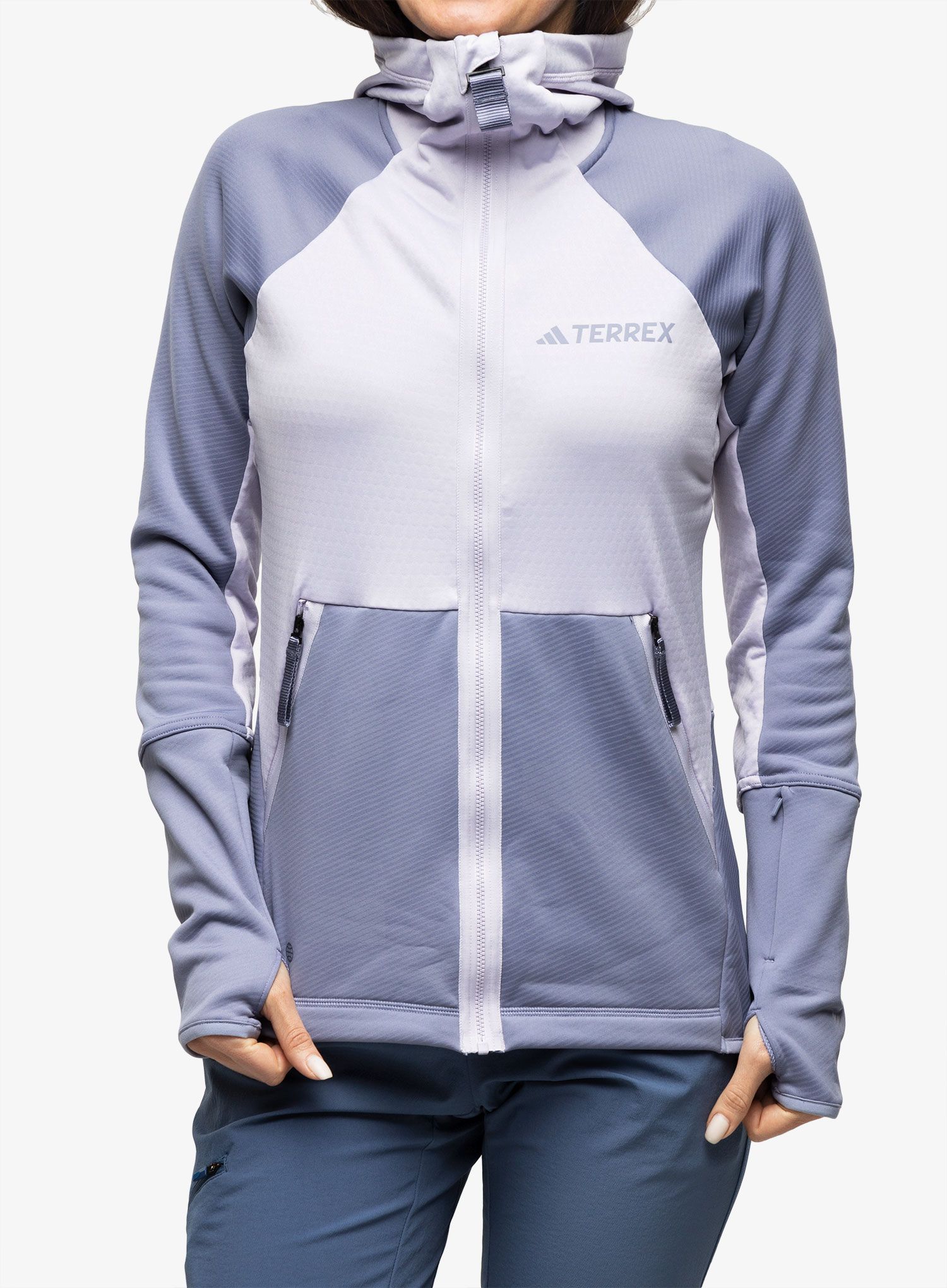 Дамски суичър с качулка adidas TERREX Tech Flooce Hooded - silver dawn/silver violet