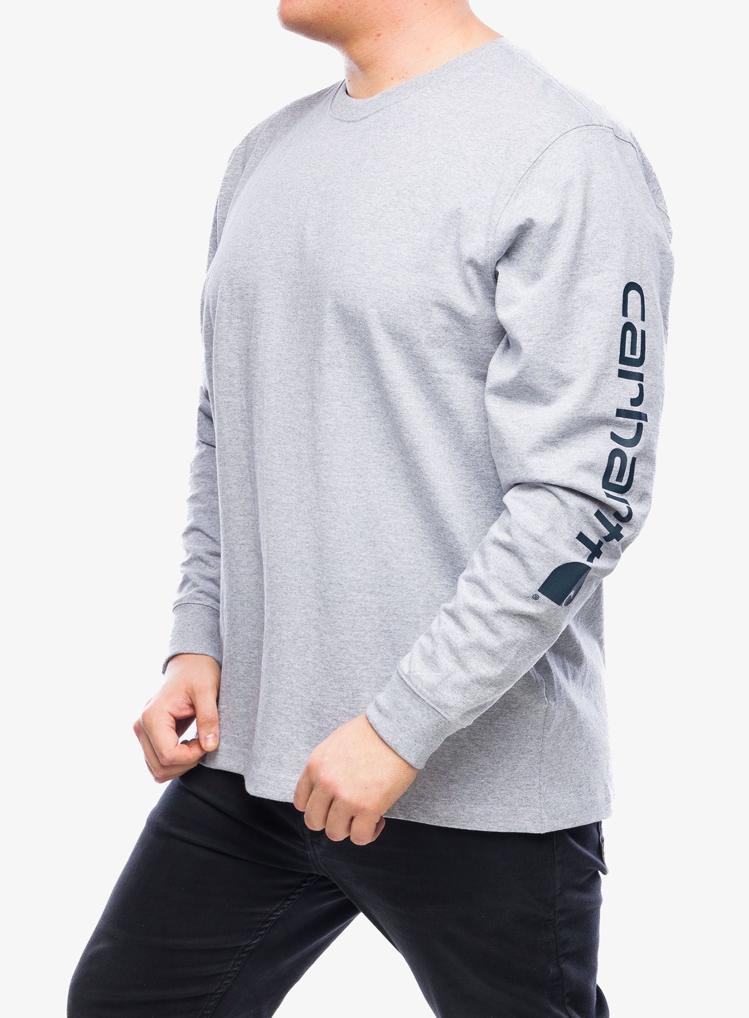 Тениска с дълъг ръкав Carhartt Sleeve Logo T-Shirt L/S - heather grey