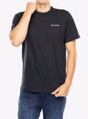 Тениска с щампа Columbia Explorers Canyon Back S/S Tee - black/torn moonscape