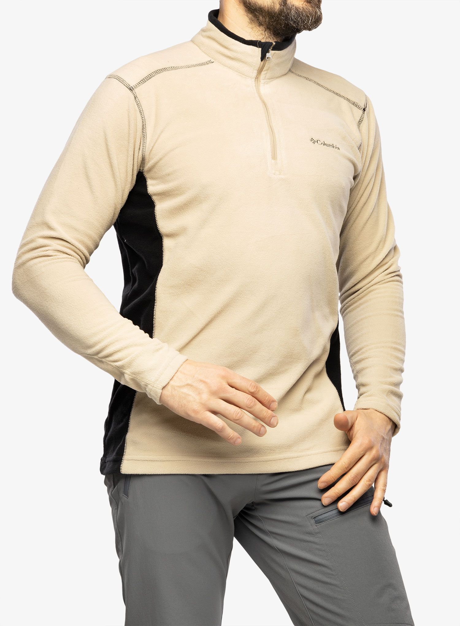 Поларен суичър Columbia Klamath Range II 1/2 Zip - ancient fossil/black