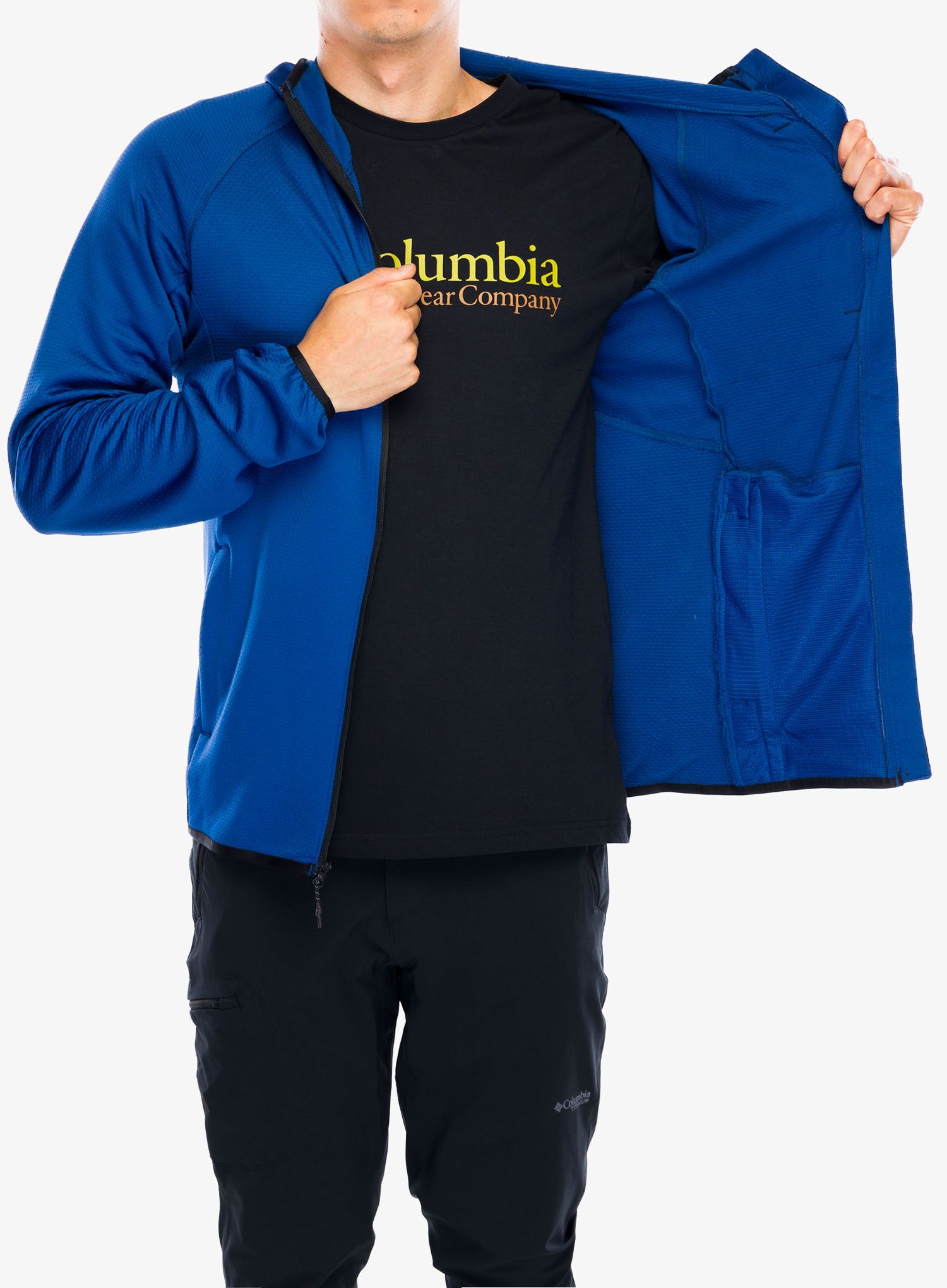 Суичър с качулка Columbia Triple Canyon Grid Fleece Hooded FZ II - mountain blue/black