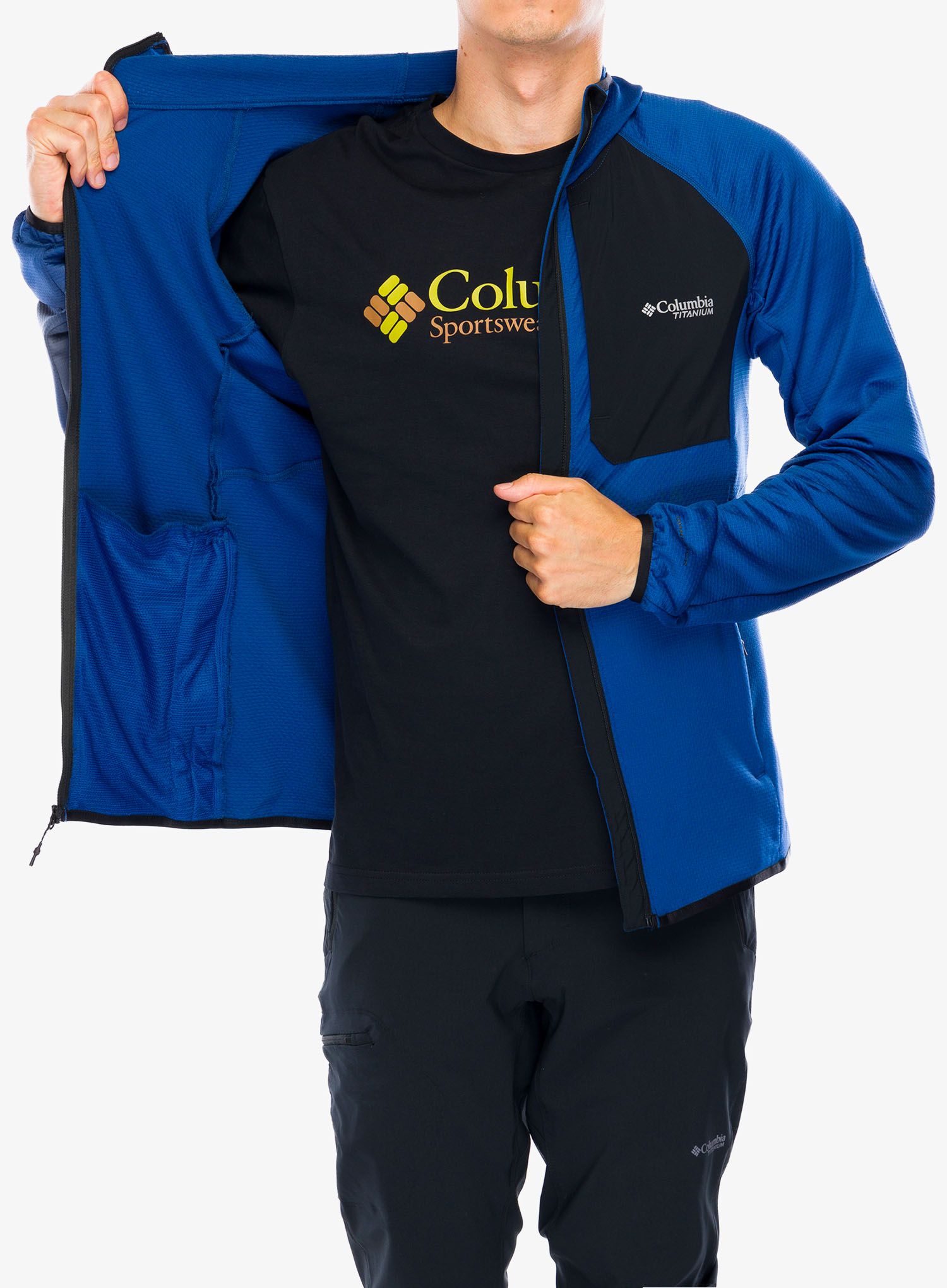 Суичър с качулка Columbia Triple Canyon Grid Fleece Hooded FZ II - mountain blue/black