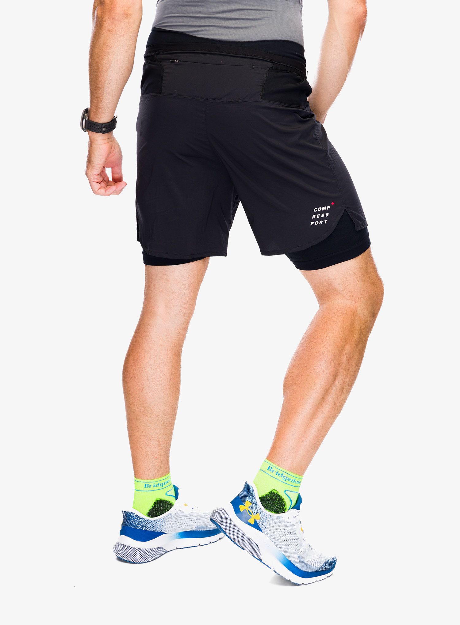 Къси панталони за бягане Compressport Trail Racing 2-in-1 Short - black