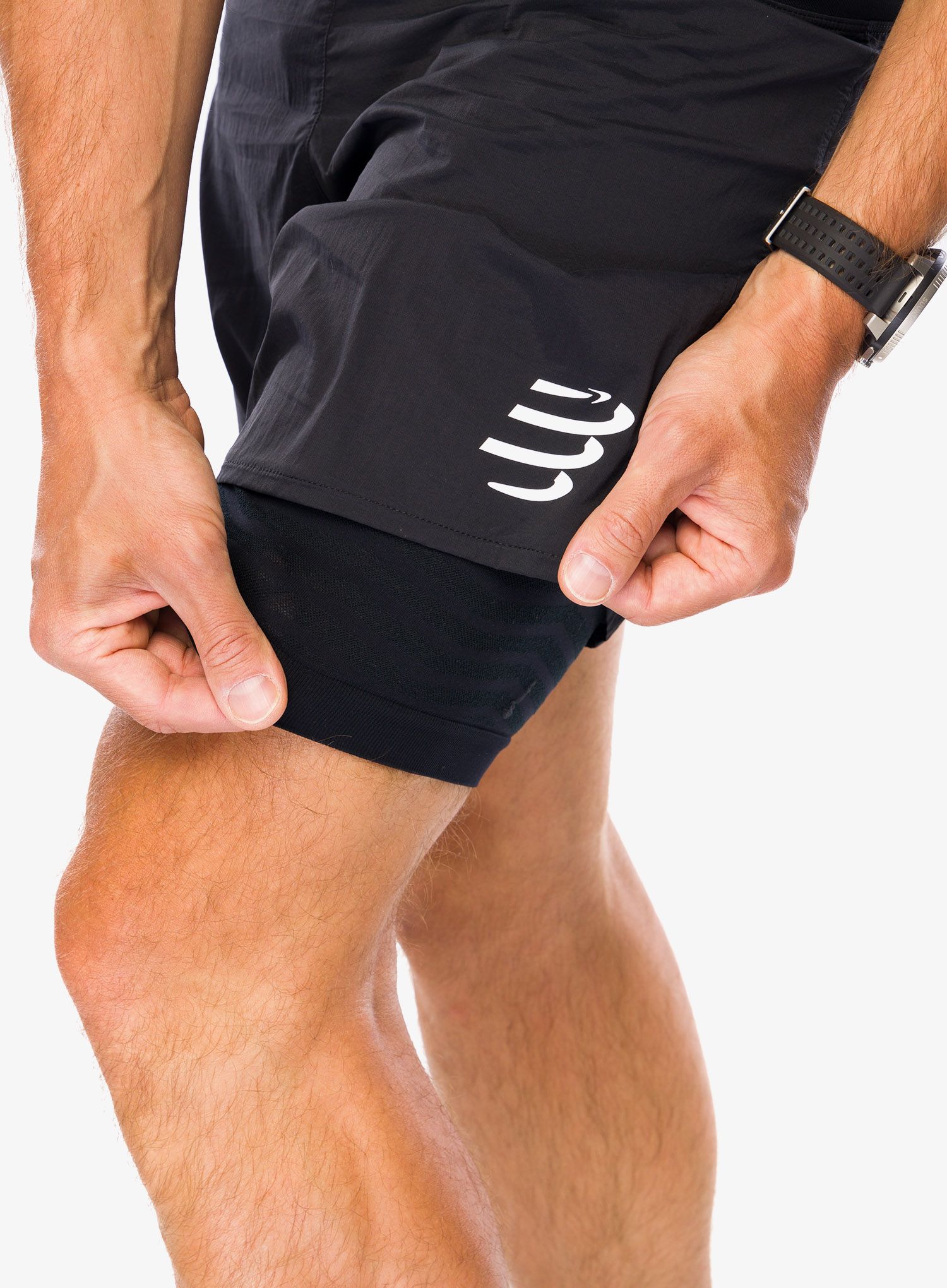 Къси панталони за бягане Compressport Trail Racing 2-in-1 Short - black