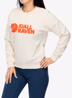 Дамски суичър Fjallraven Logo Sweater - chalk white/flame orange
