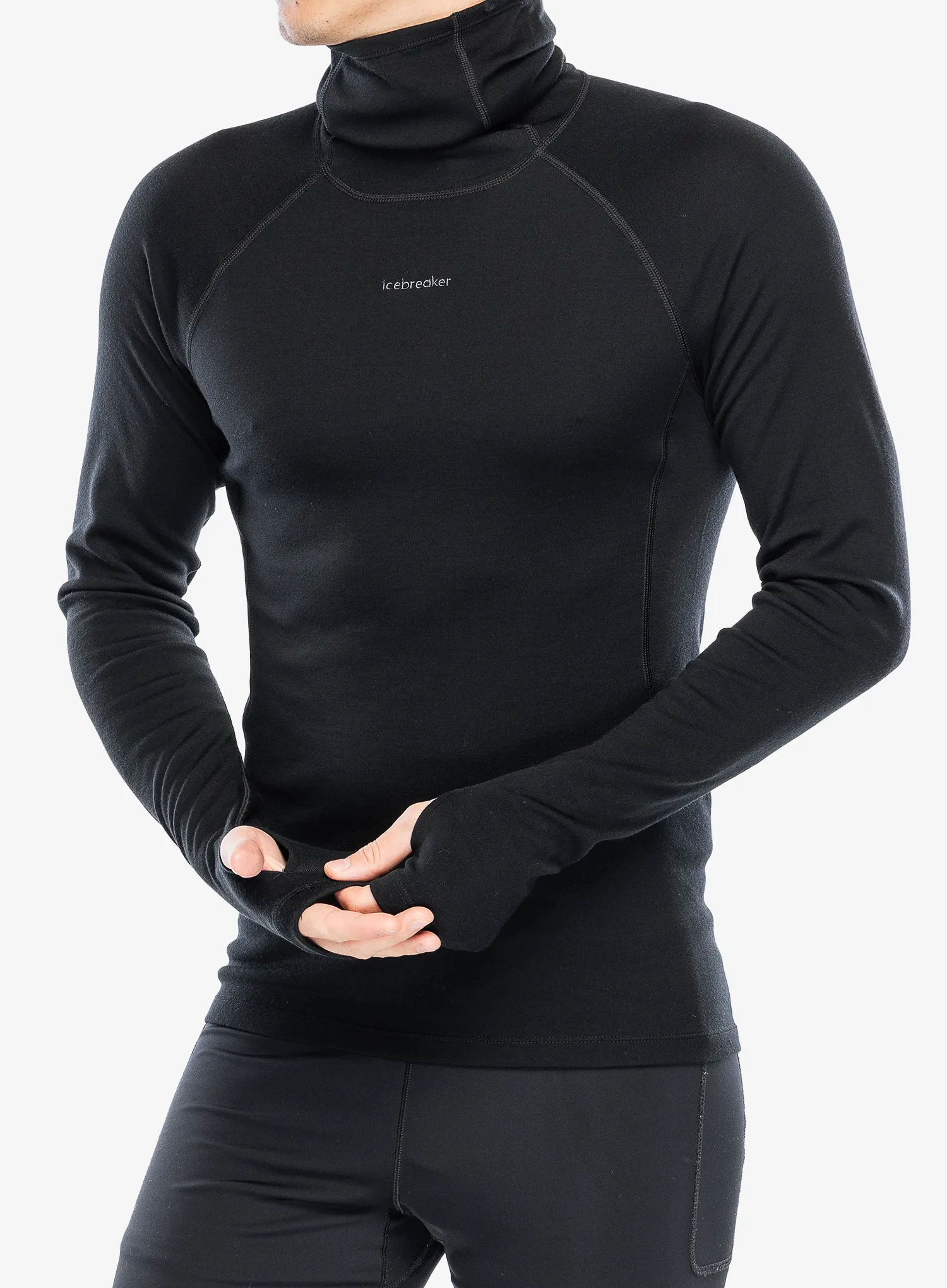 Термоактивен суичър Icebreaker 300 Merino Fine Polar LS Roll Neck - black
