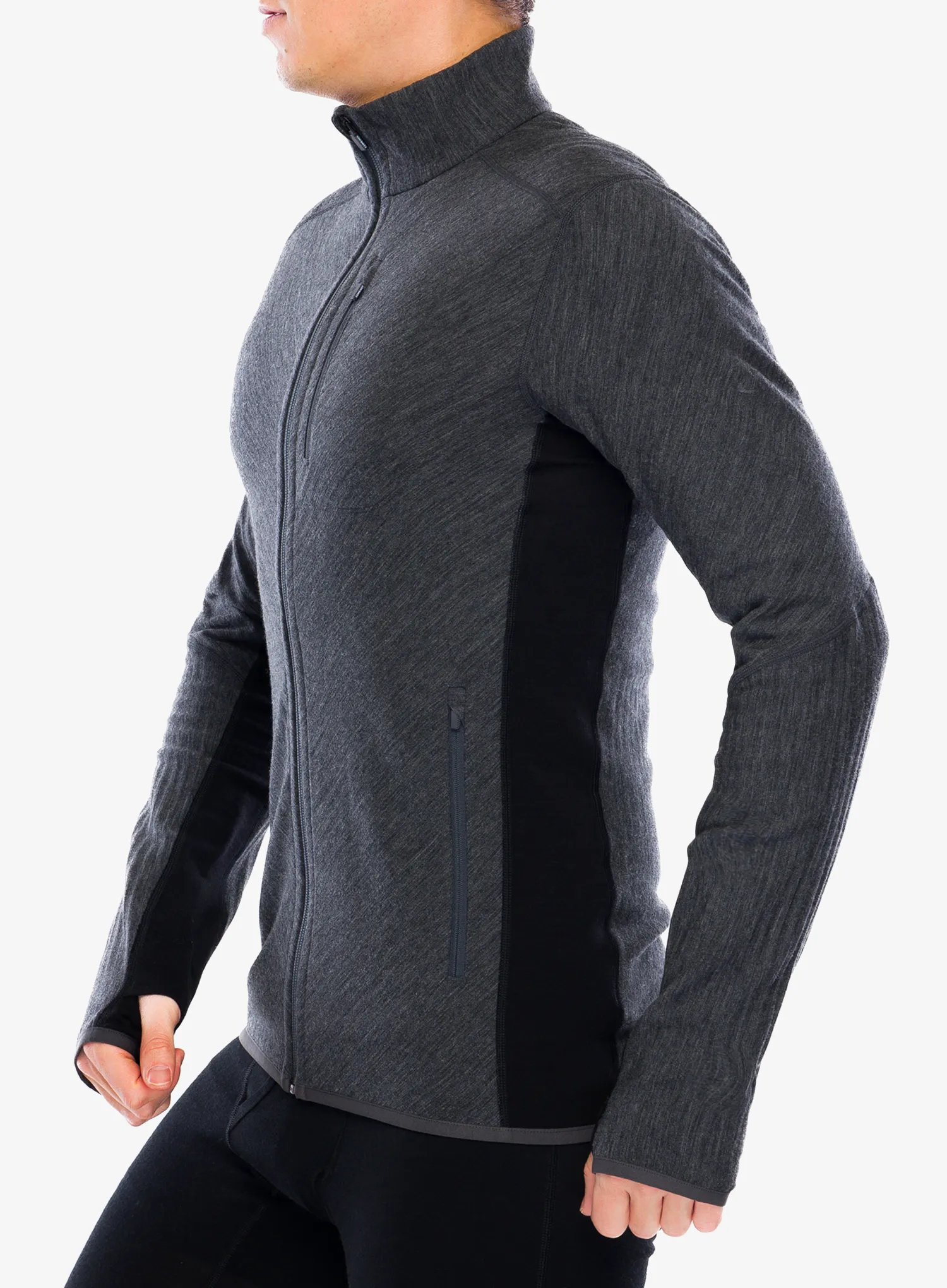 Суичър с цип Icebreaker Descender L/S Zip - jet hthr/black