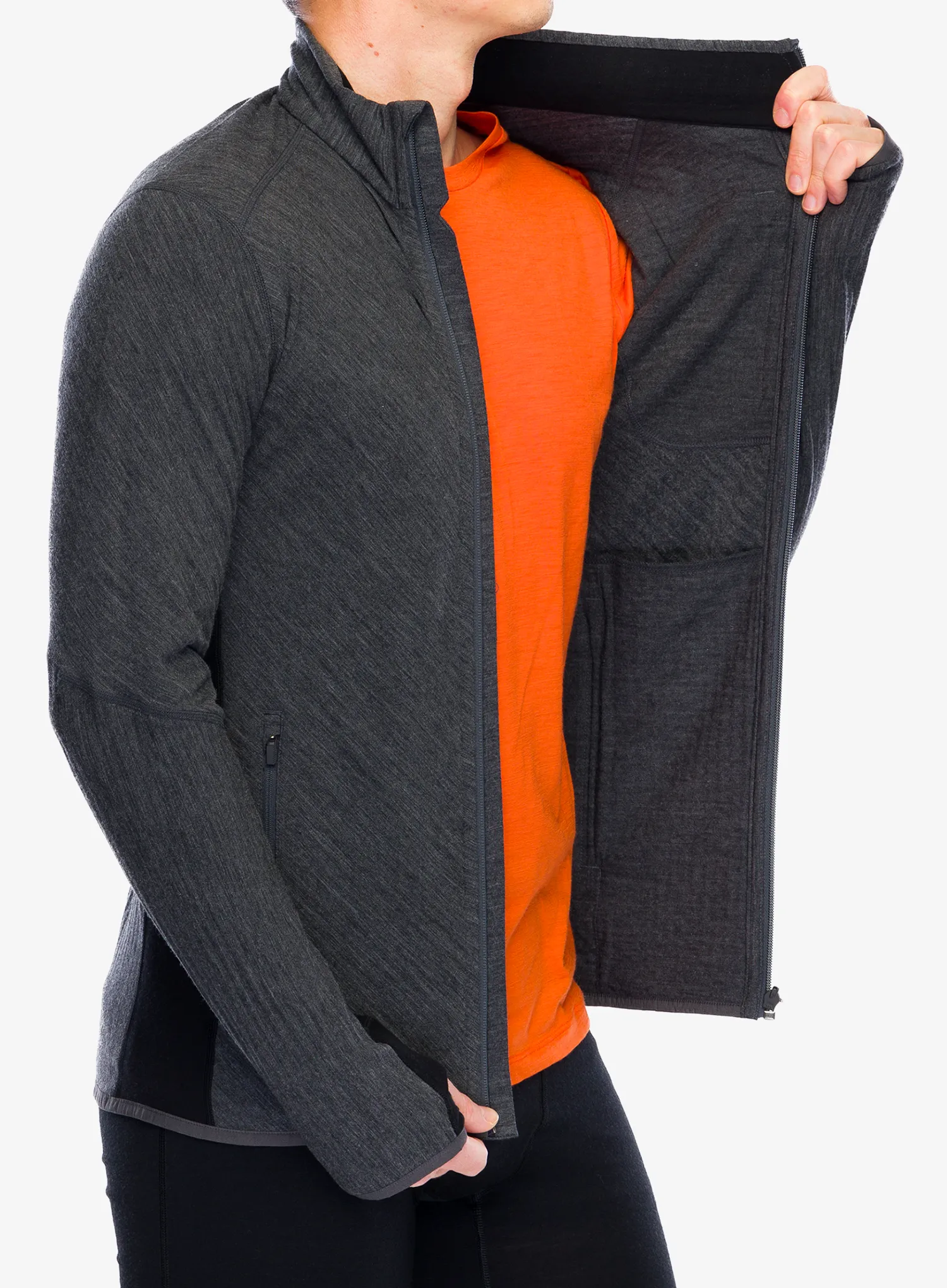 Суичър с цип Icebreaker Descender L/S Zip - jet hthr/black