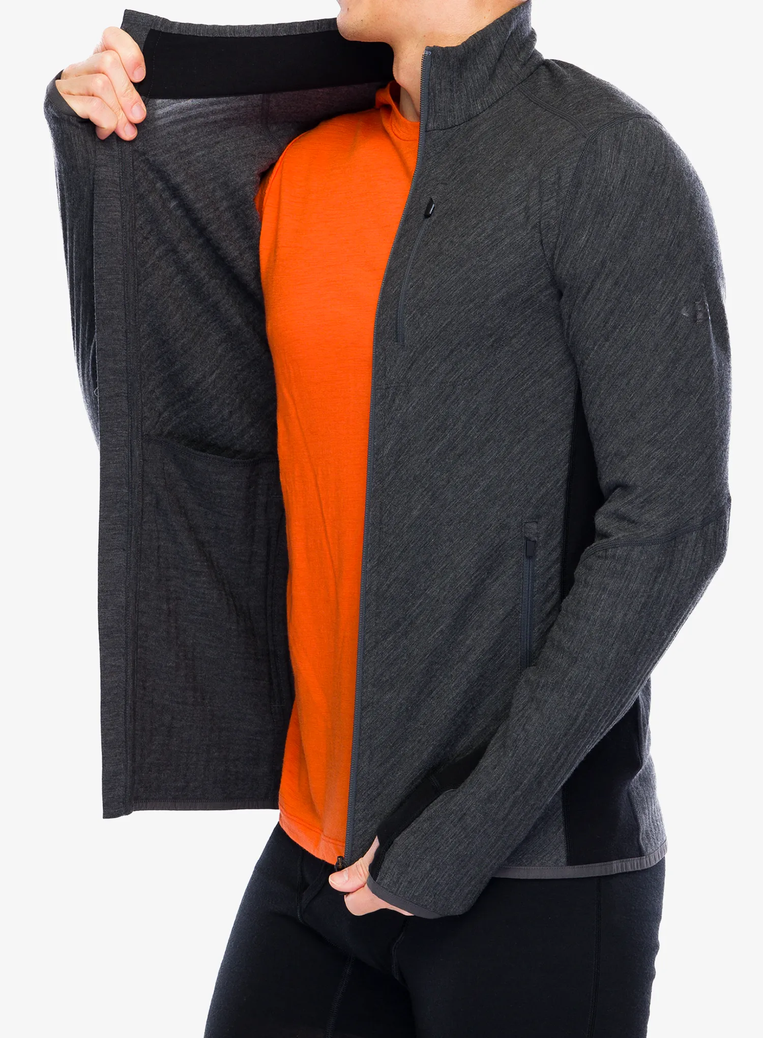 Суичър с цип Icebreaker Descender L/S Zip - jet hthr/black