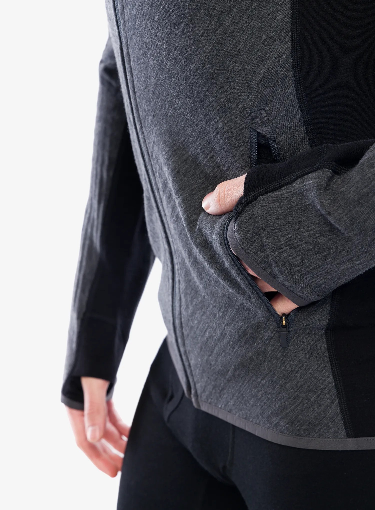 Суичър с цип Icebreaker Descender L/S Zip - jet hthr/black