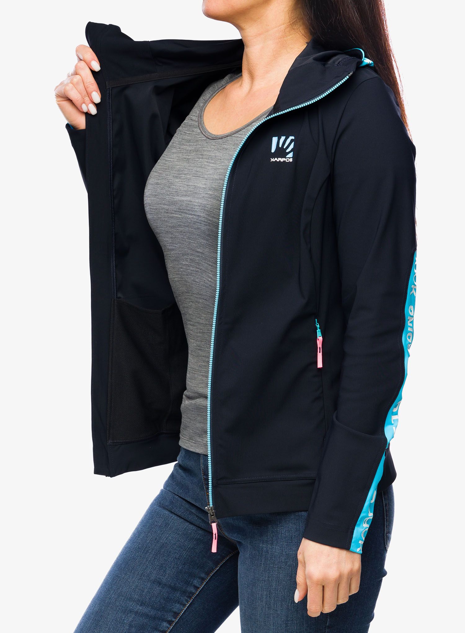 Дамски суичър с качулка Karpos Easyfrizz Full-Zip Hoodie - sky captain/blue atoll