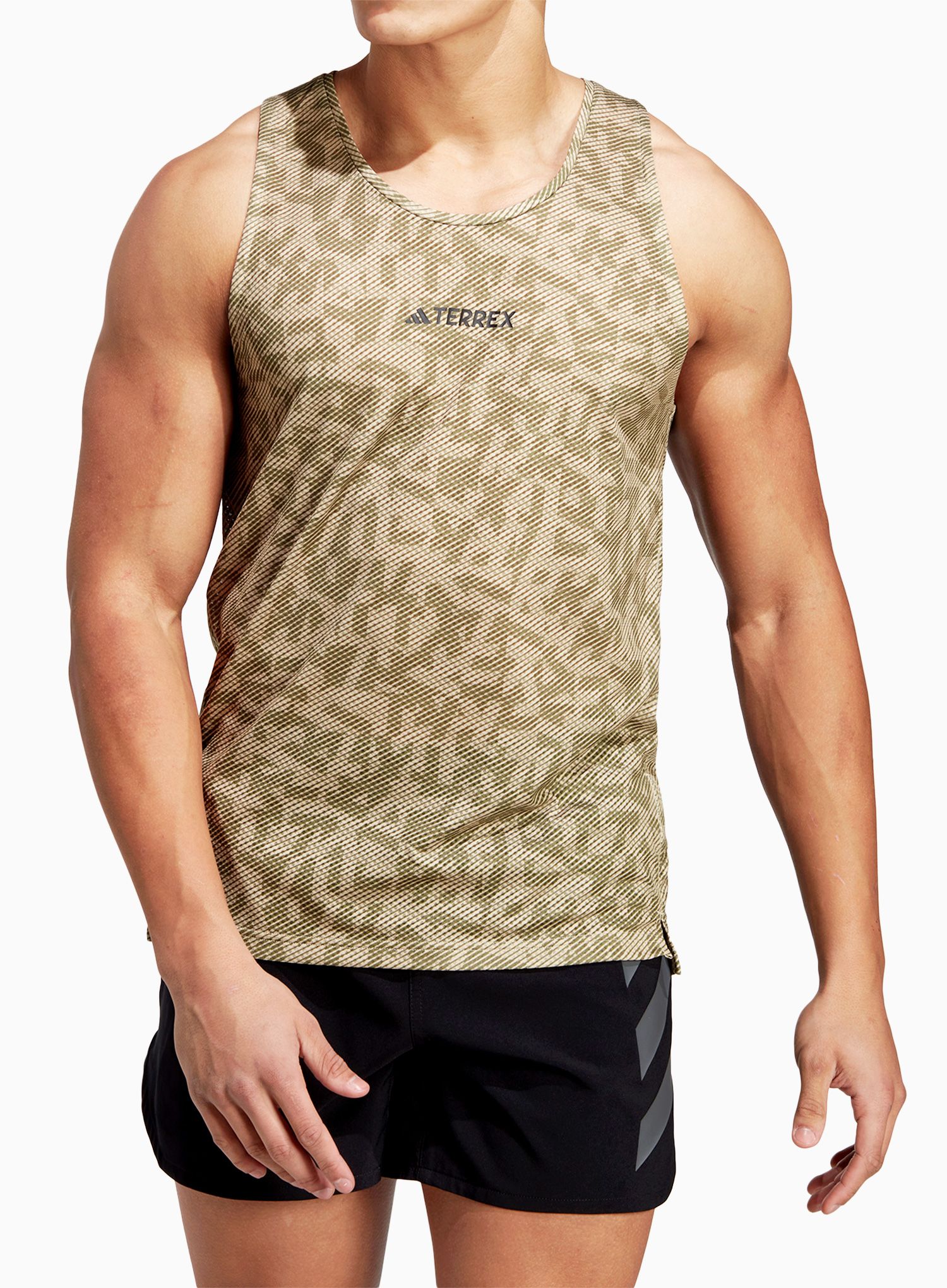 Тениска за бягане adidas TERREX Agravic Tank - savannh/focus olive