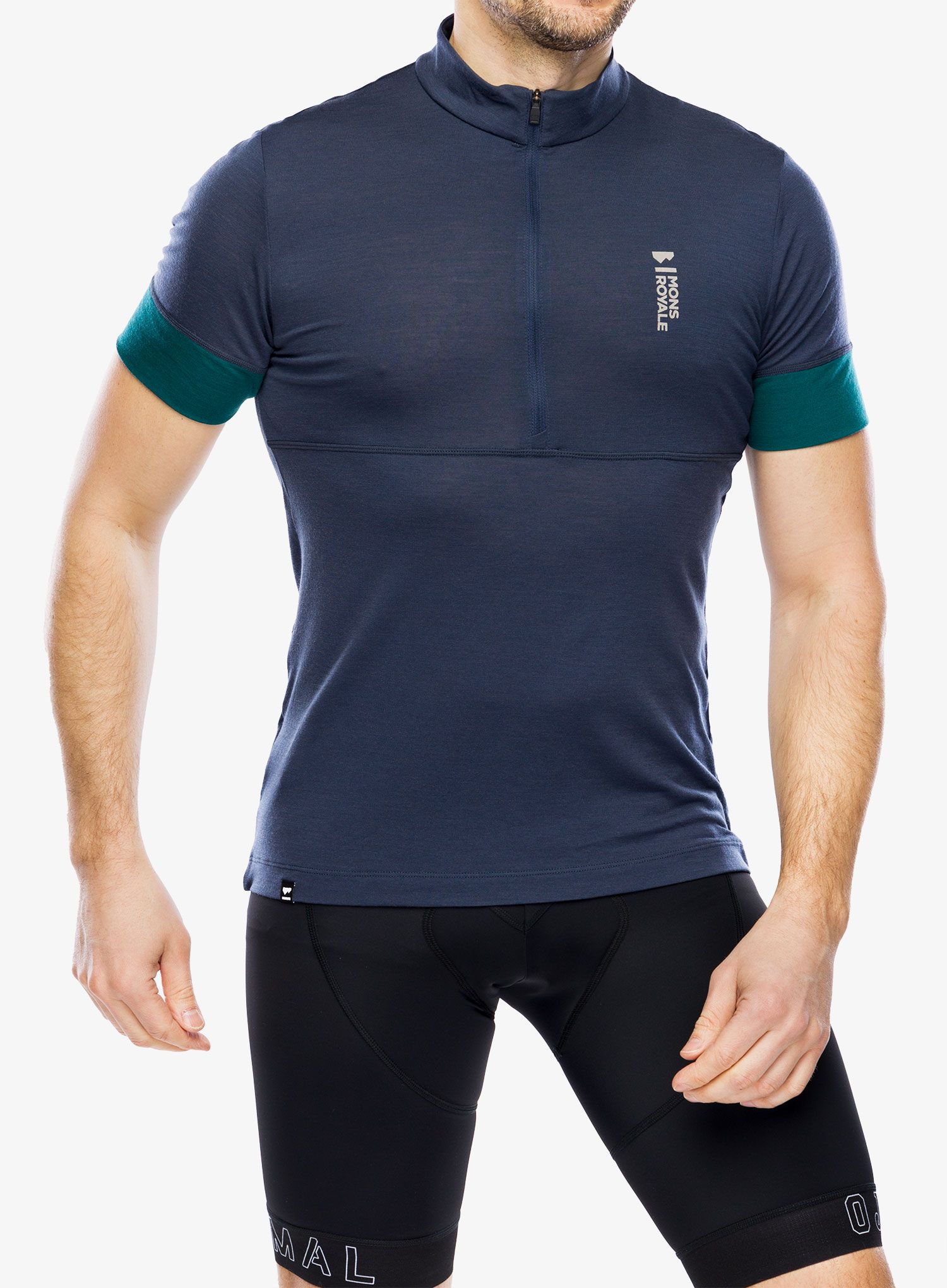 Велосипедна тениска Mons Royale Cadence Half Zip T - evergreen/midnight