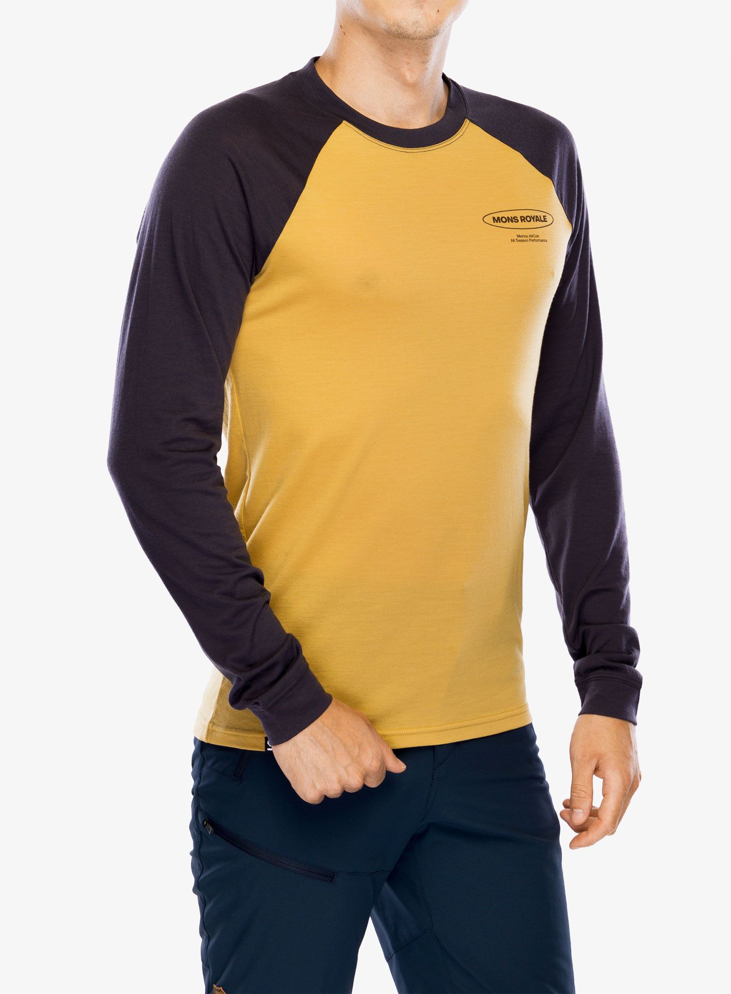 Блуза с дълъг ръкав Mons Royale Icon Raglan - shale/honey
