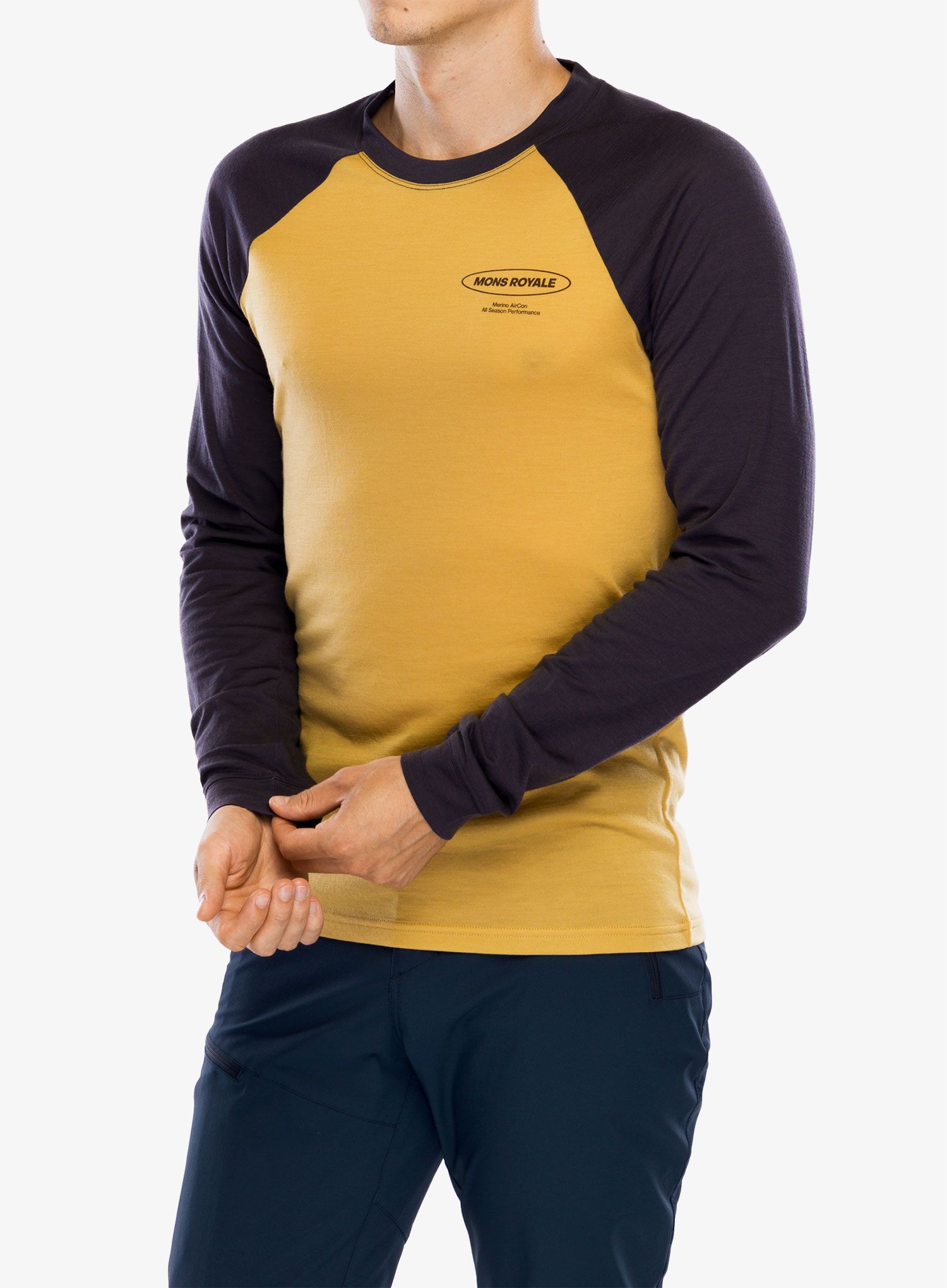Блуза с дълъг ръкав Mons Royale Icon Raglan - shale/honey