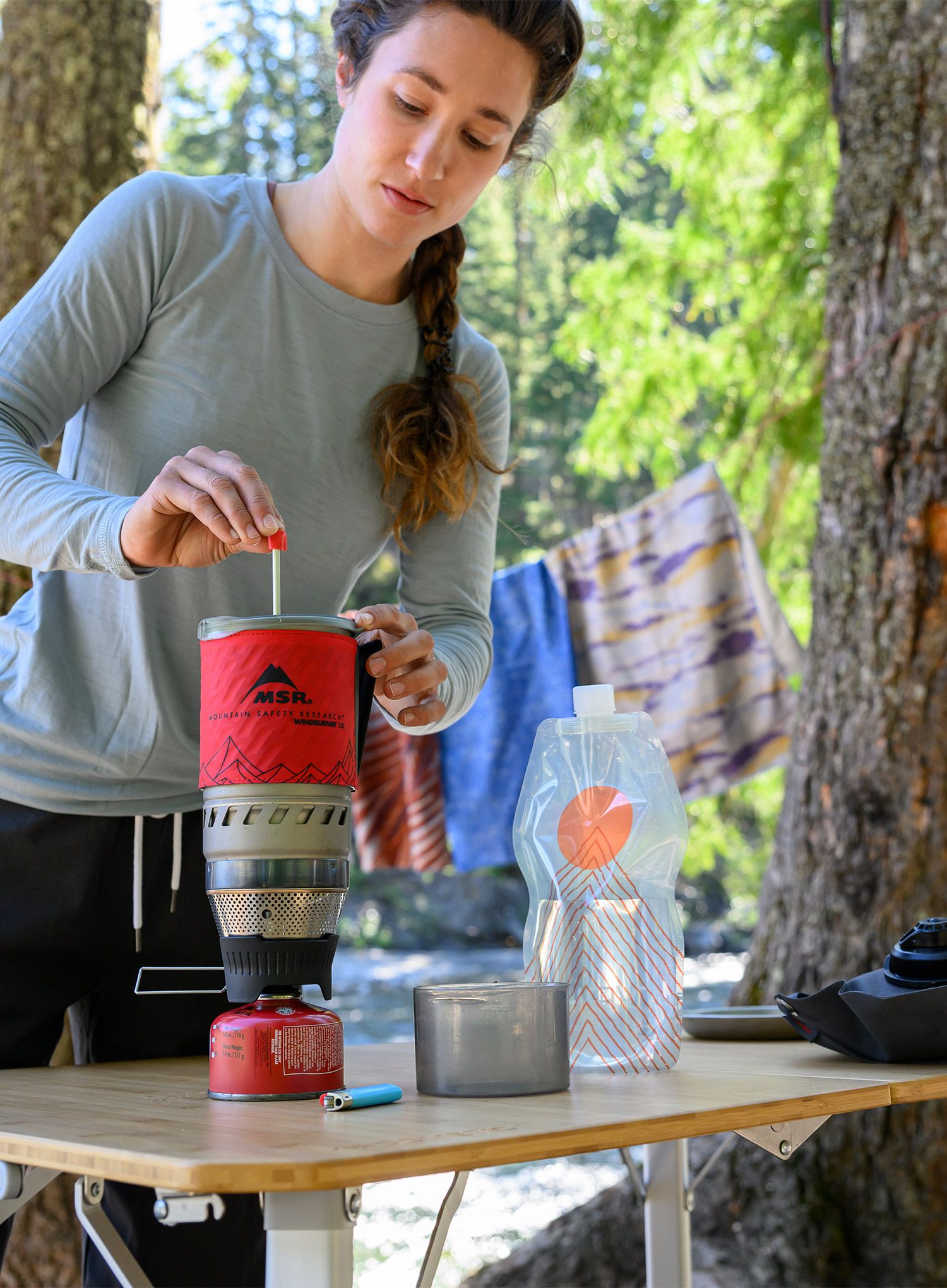 Туристически газов котлон MSR WindBurner Personal Stove System 1.0L - red