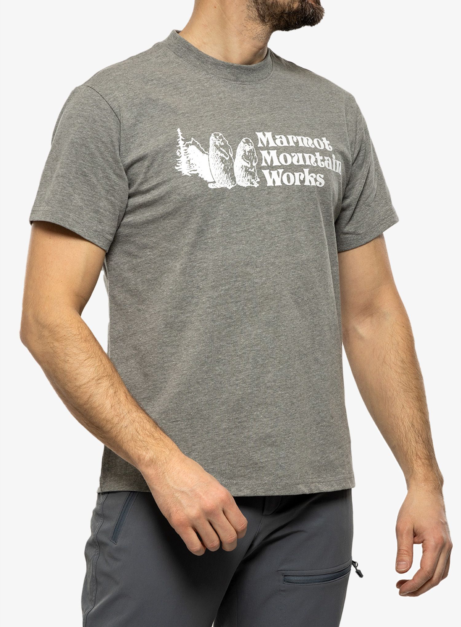 Тениска с щампа Marmot MMW Heavyweight Tee SS - charcoal heather