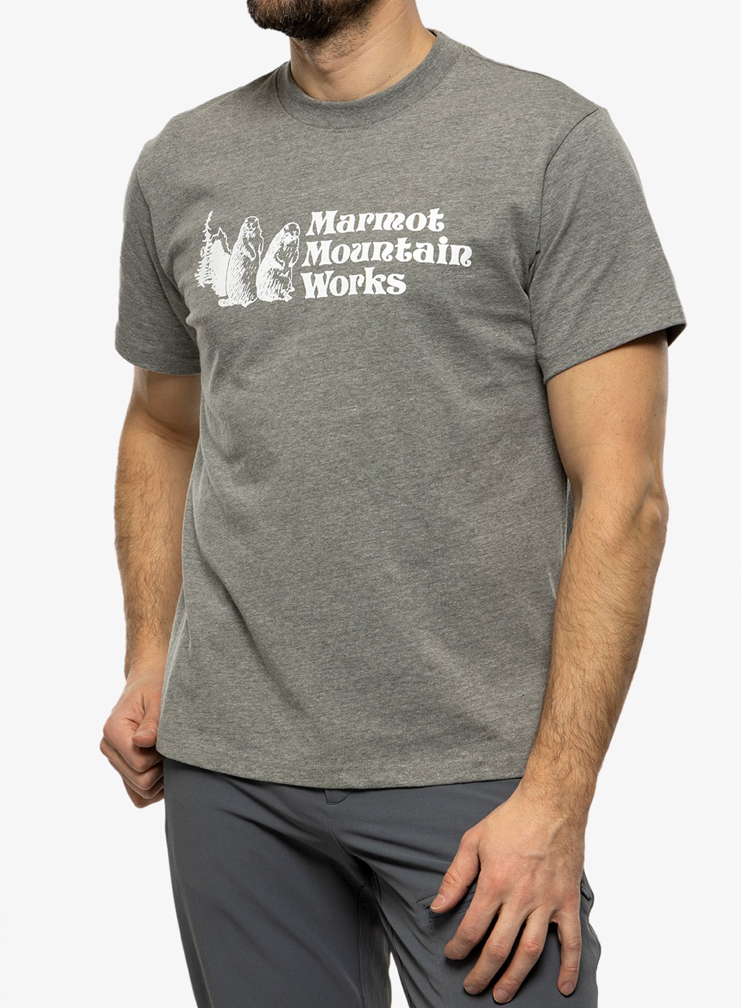 Тениска с щампа Marmot MMW Heavyweight Tee SS - charcoal heather