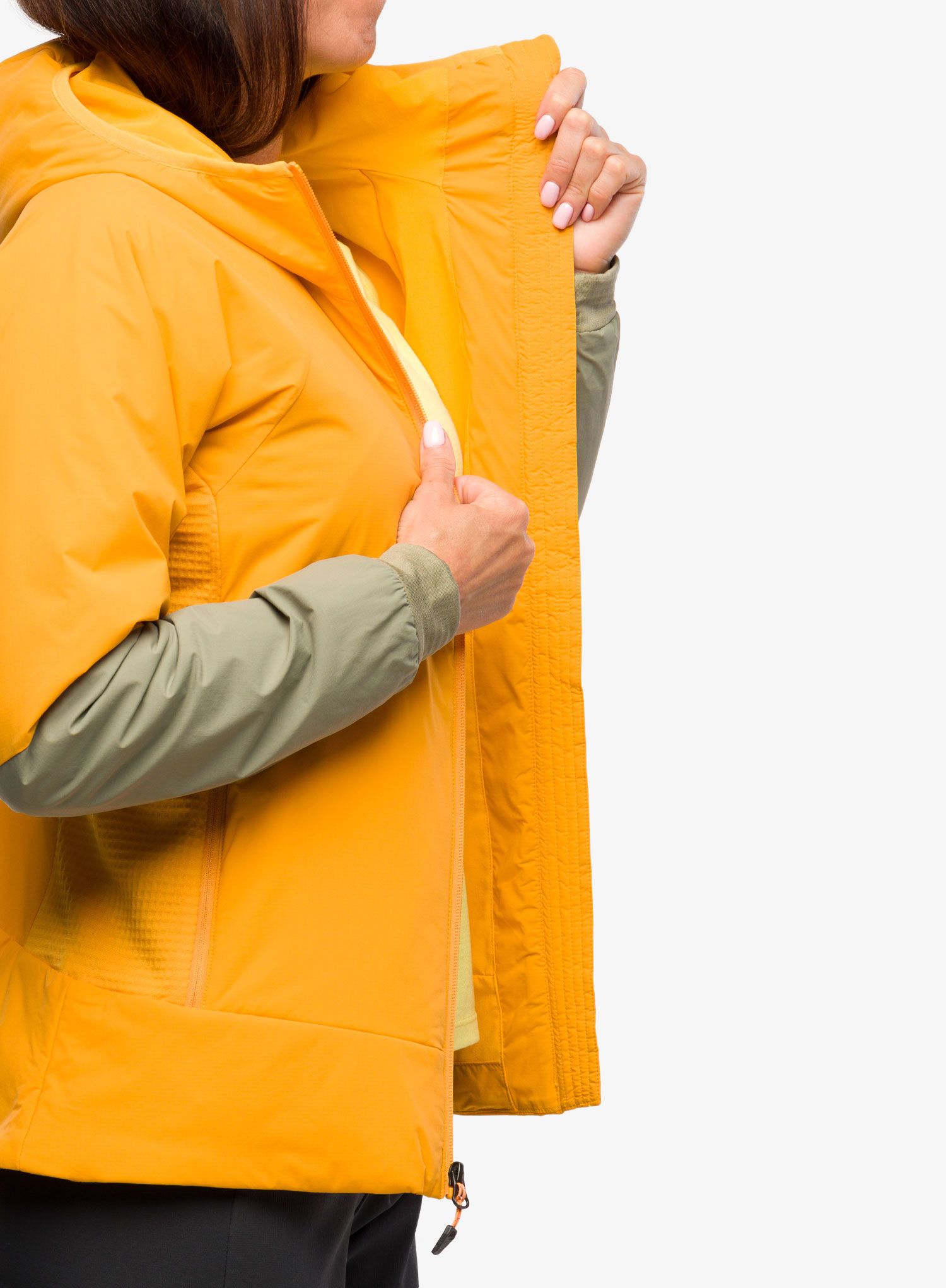 Дамско хибридно яке Marmot Novus LT Hybrid Hoody - golden sun/vetiver