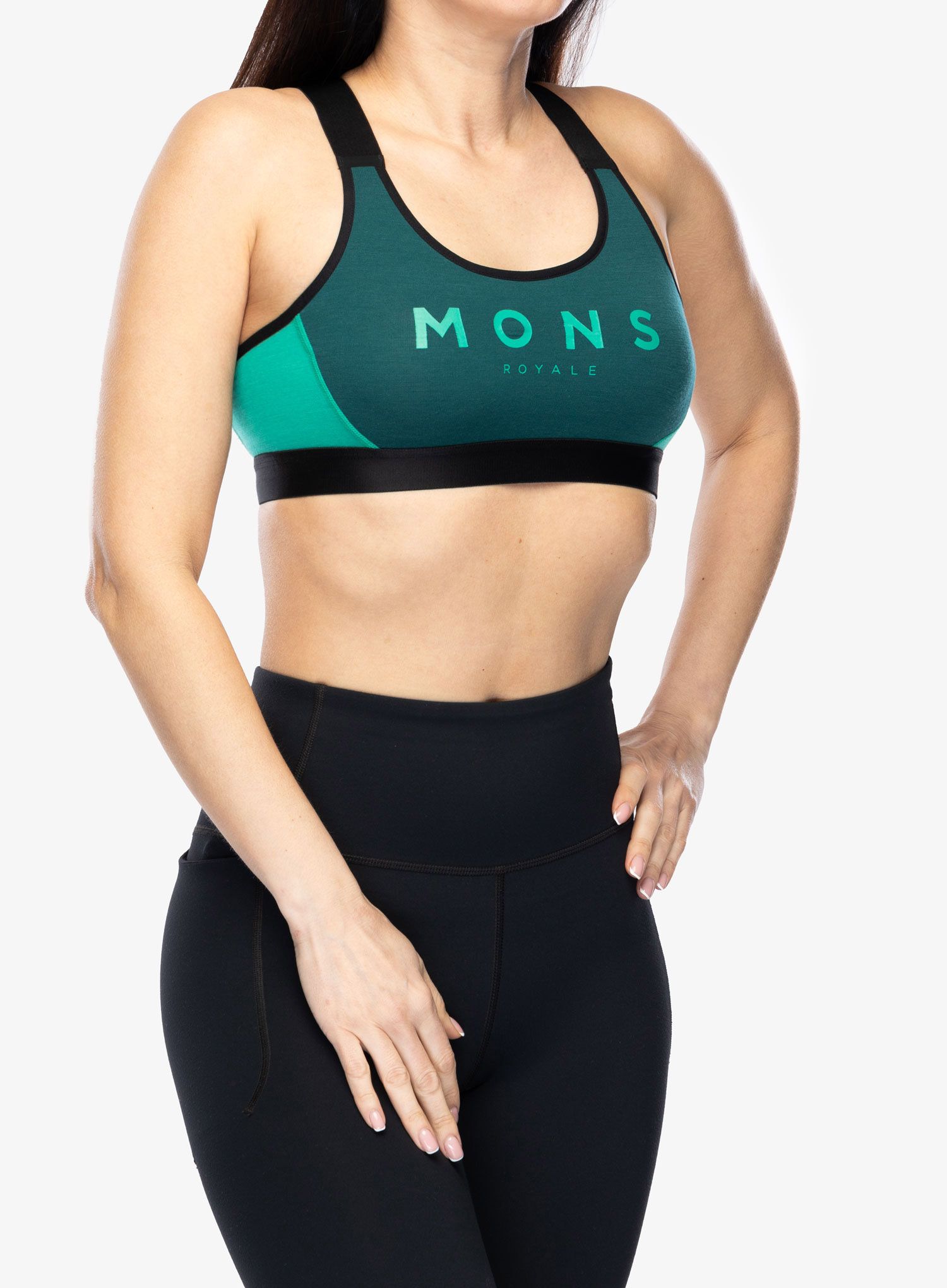Спортно бюстие Mons Royale Stella X-Back Bra - evergreen/pop green