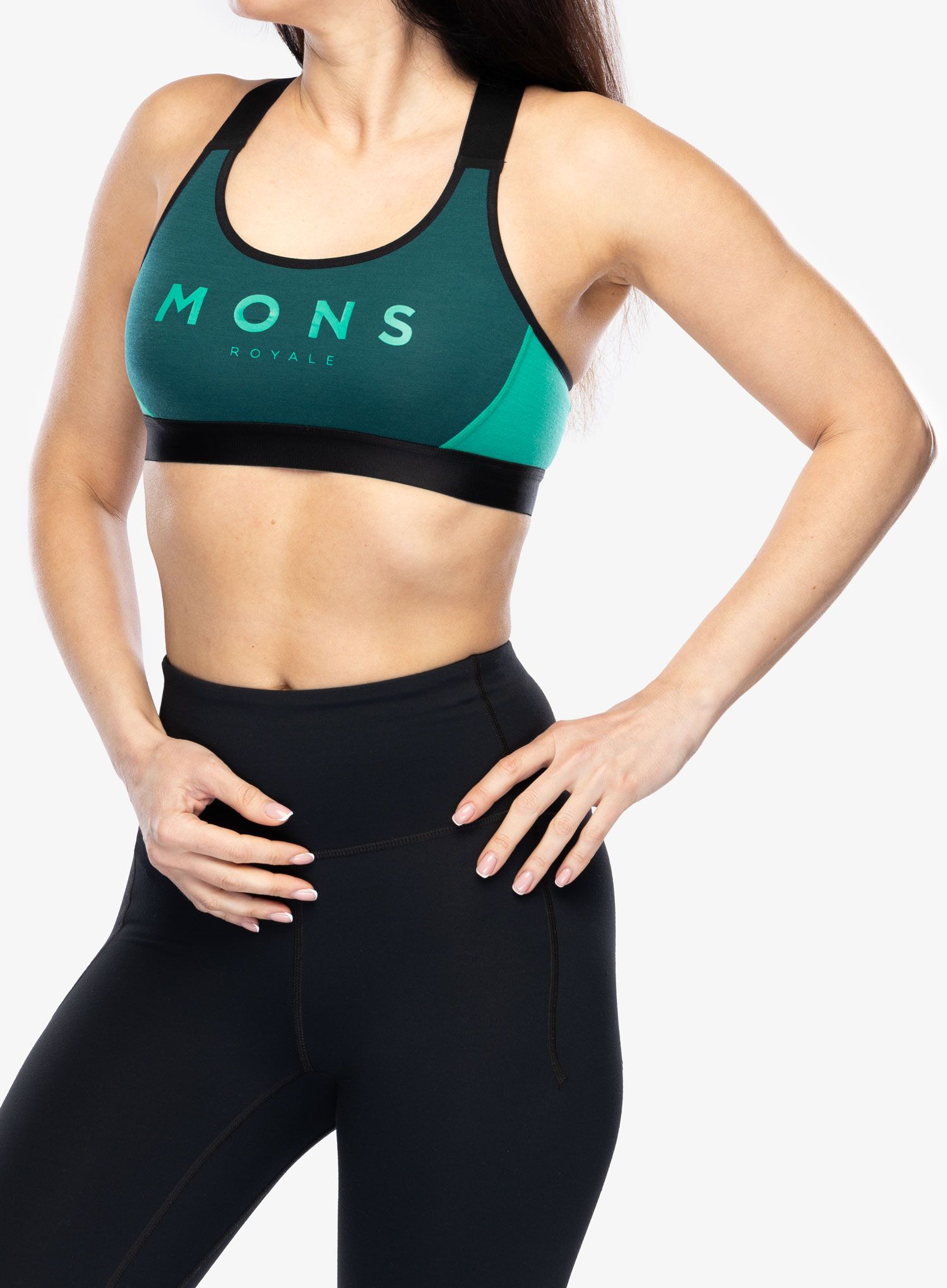 Спортно бюстие Mons Royale Stella X-Back Bra - evergreen/pop green