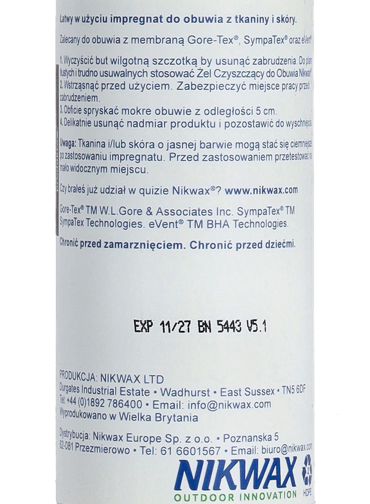 Импрегнатор за обувки Nikwax Fabric & Leather Proof 125 ml