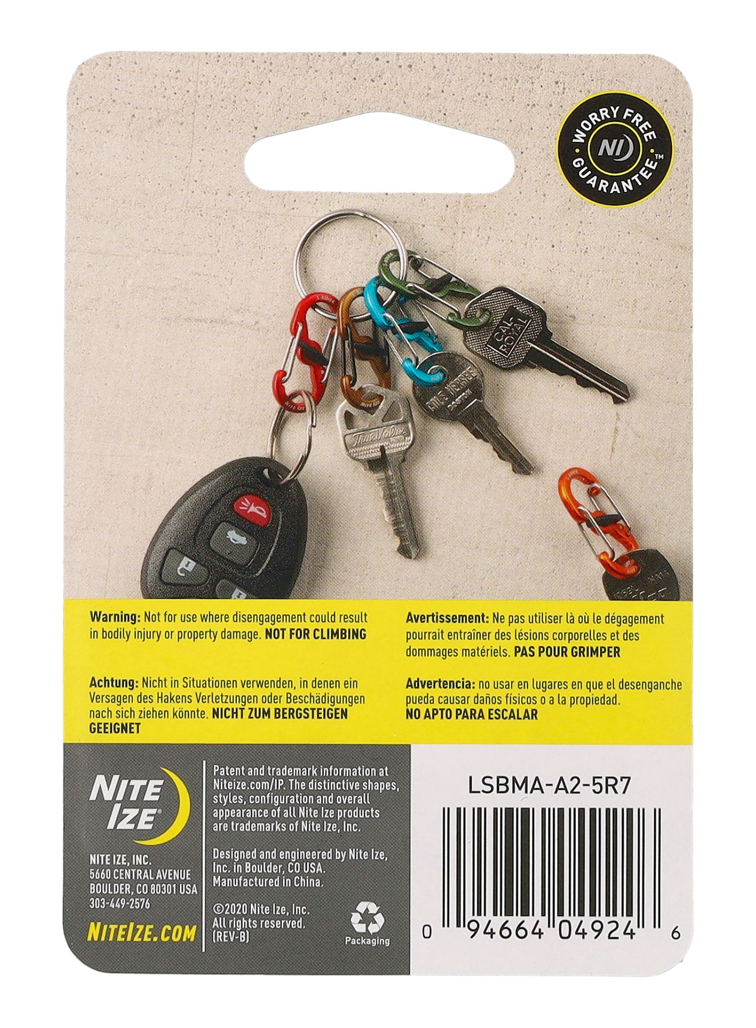 Карабинер за ключове Nite Ize S-Biner MicroLock Aluminum - 5 Pack - assorted