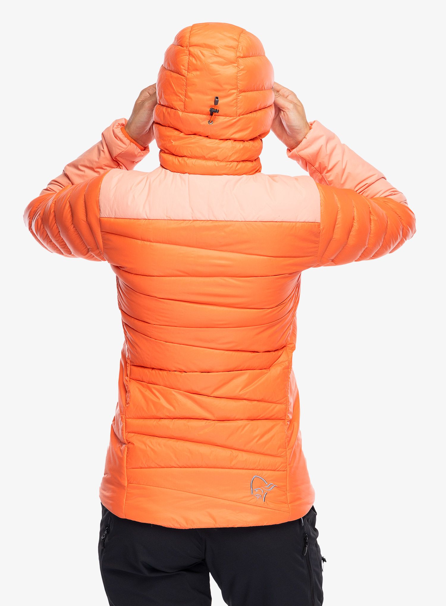 Дамско яке Norrona Falketind Down750 Hood - orange alert/peach amber