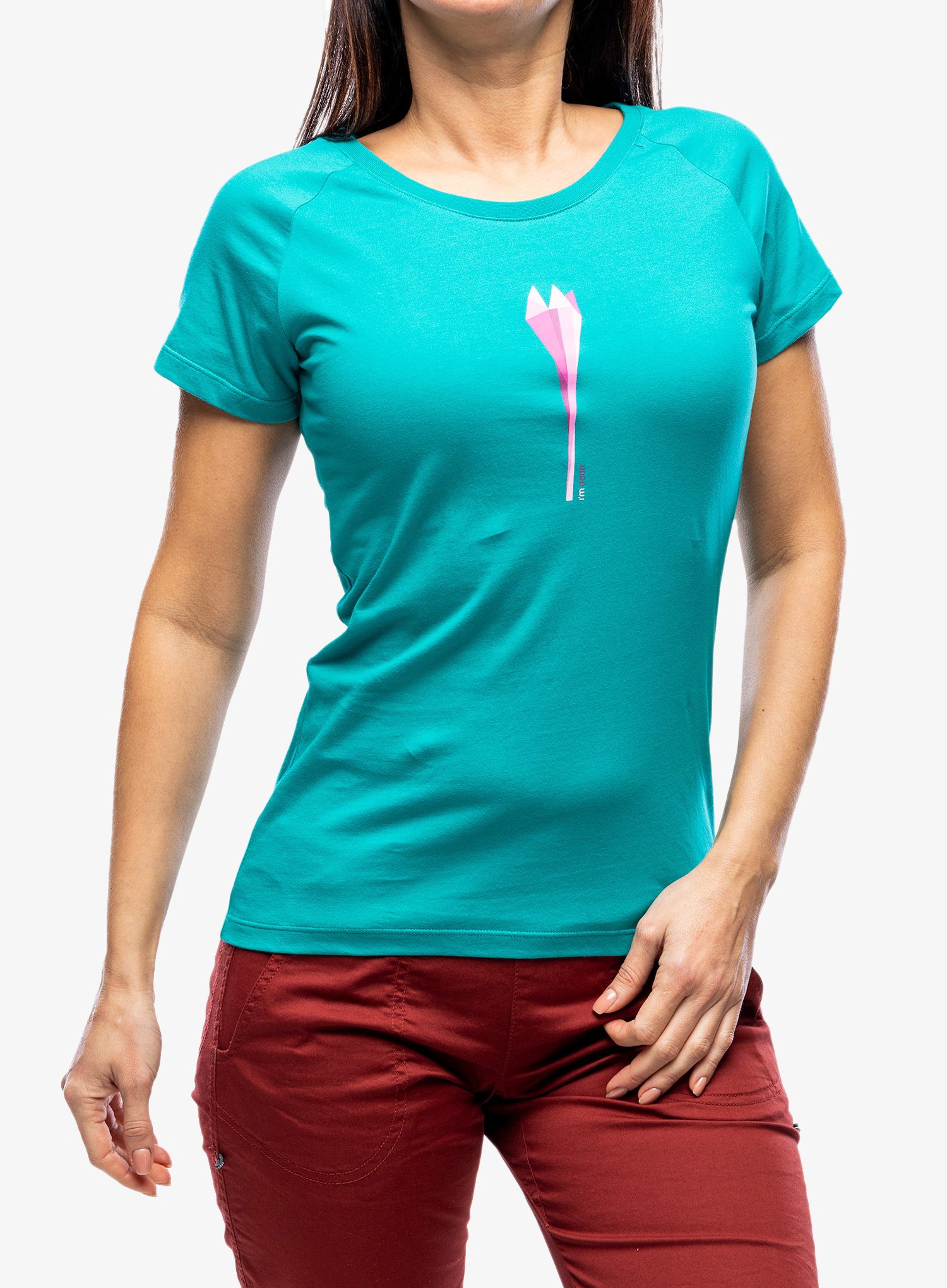 Дамска тениска Ocun Raglan T - cubism flower peacock blue