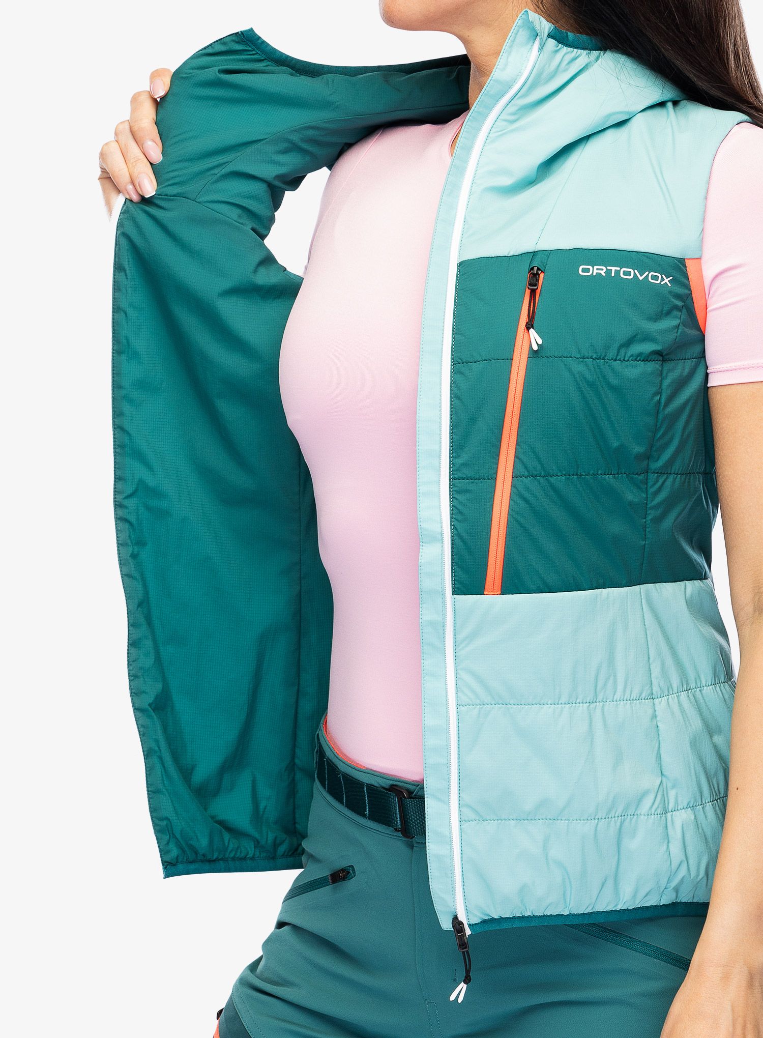 Дамски елек Ortovox Swisswool Piz Duan Vest - ice waterfall