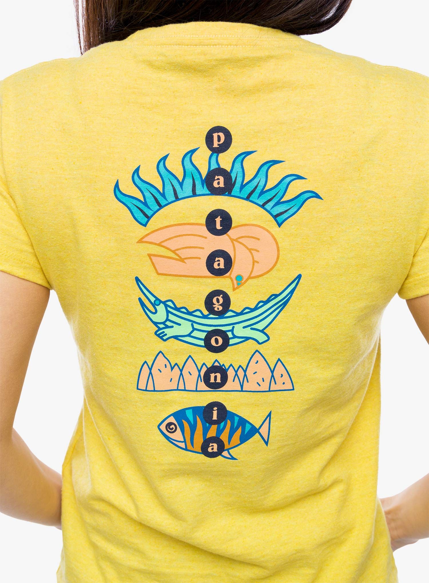 Дамска тениска с щампа Patagonia Fitz Roy Wild Responsibili-Tee - milled yellow