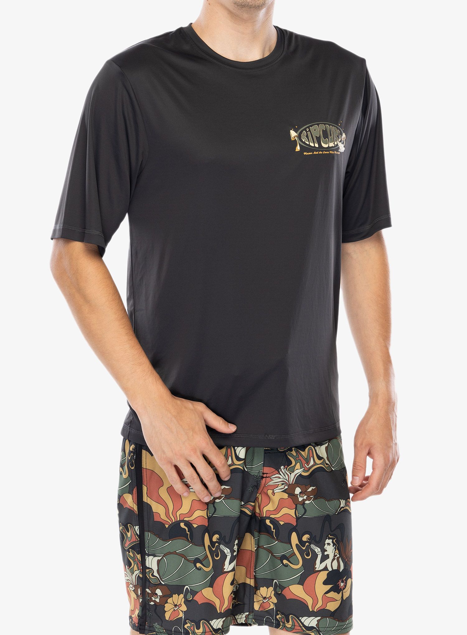 Бързосъхнеща тениска Rip Curl Mason Pipe Surflite Upf S/S - washed black