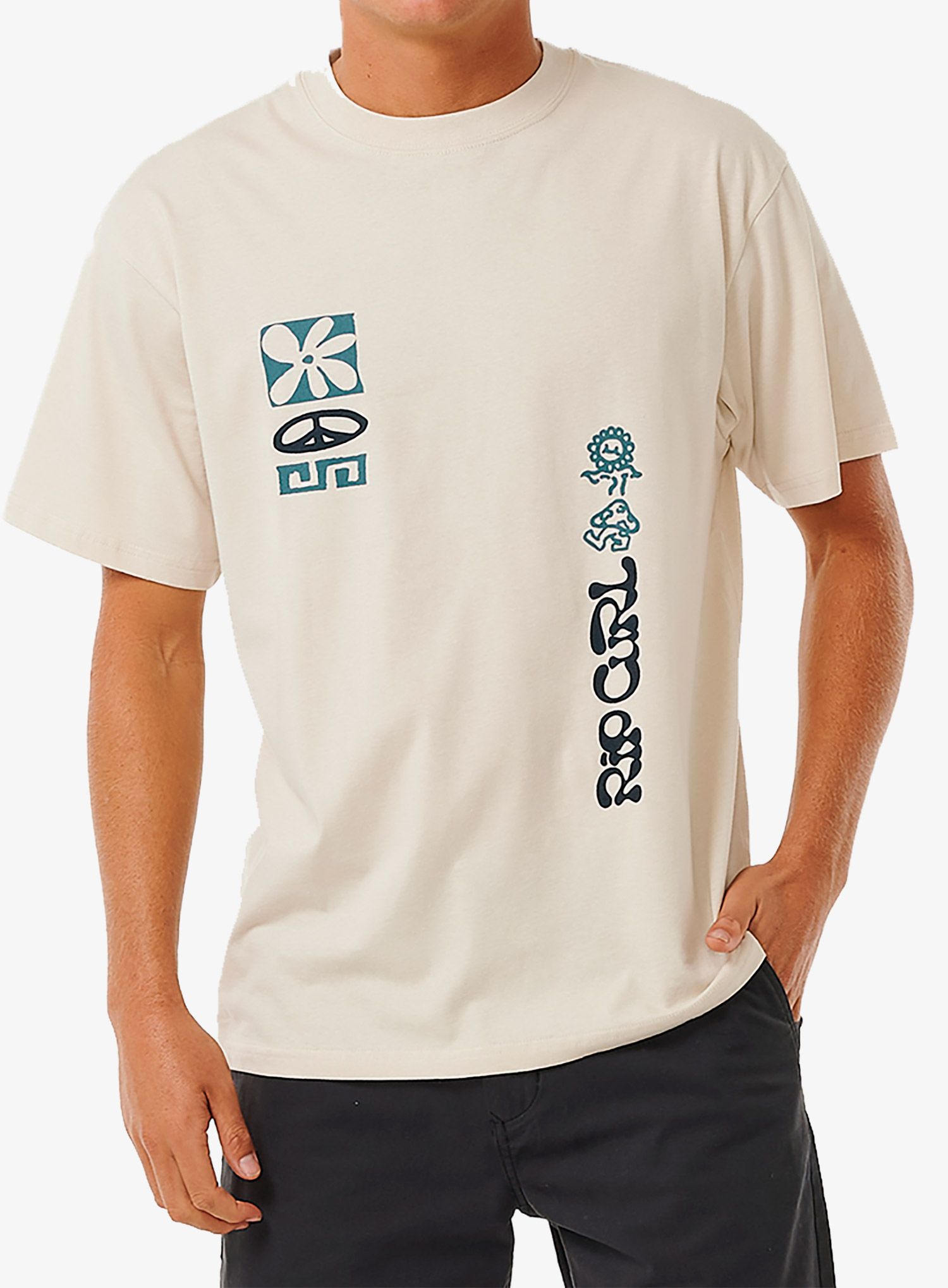 Тениска с щампа Rip Curl SWC Power Plants Tee - vintage white