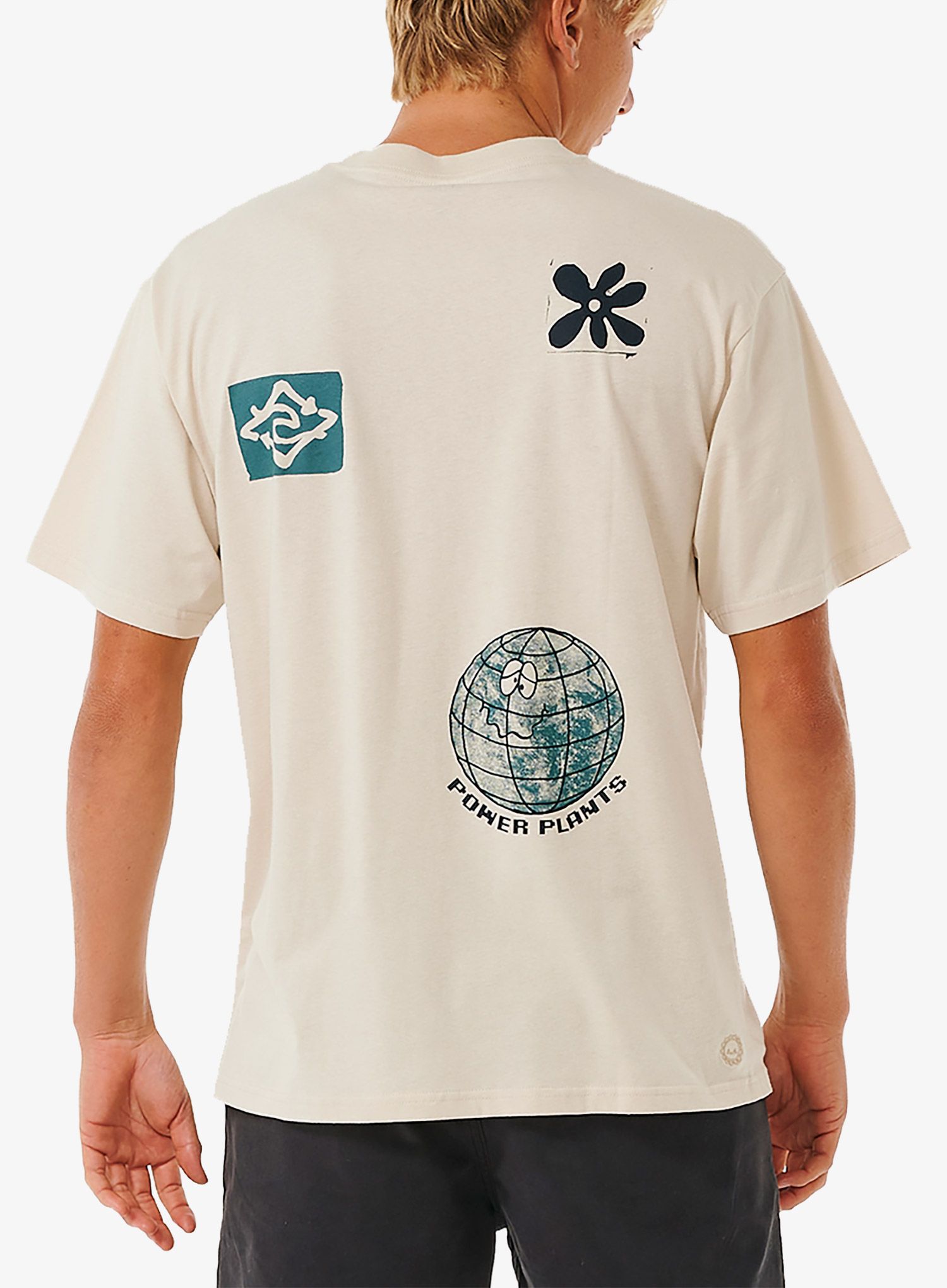 Тениска с щампа Rip Curl SWC Power Plants Tee - vintage white